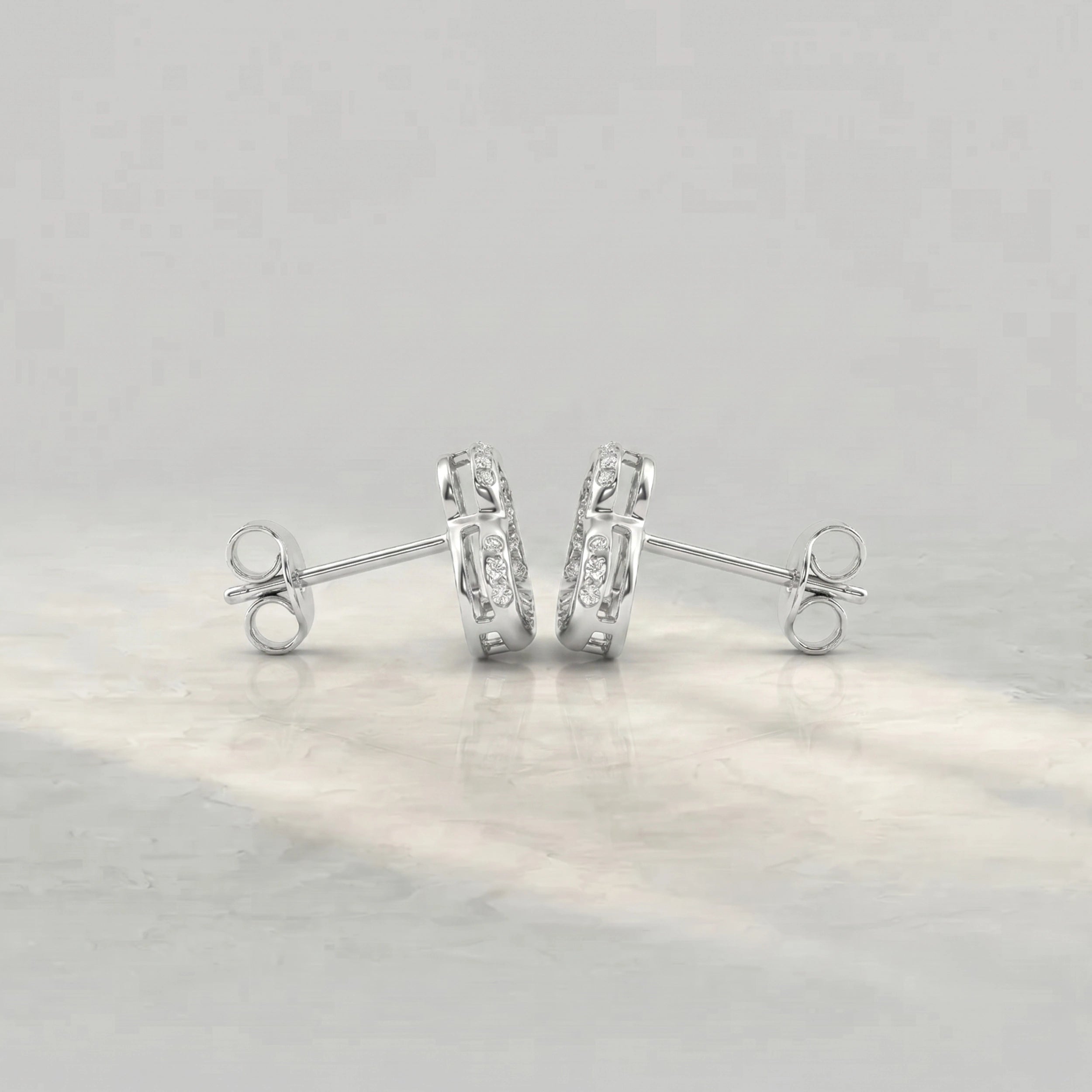 Open Heart Shape Round Diamond Stud Earrings Earrings