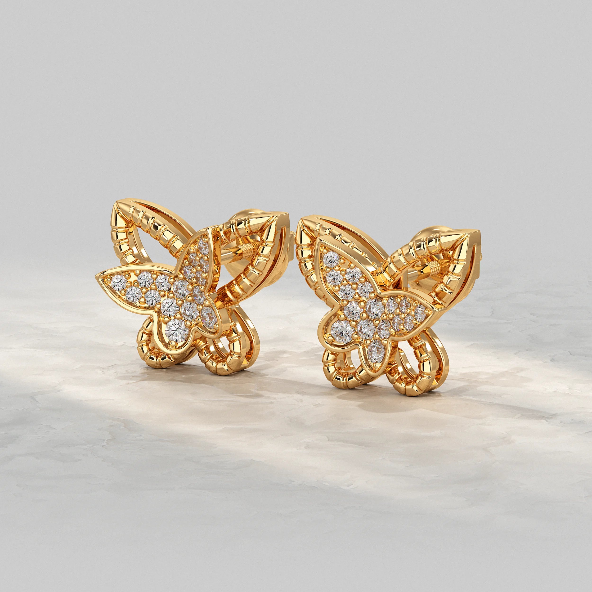 Dual Butterfly Lab Diamond Stud Earrings