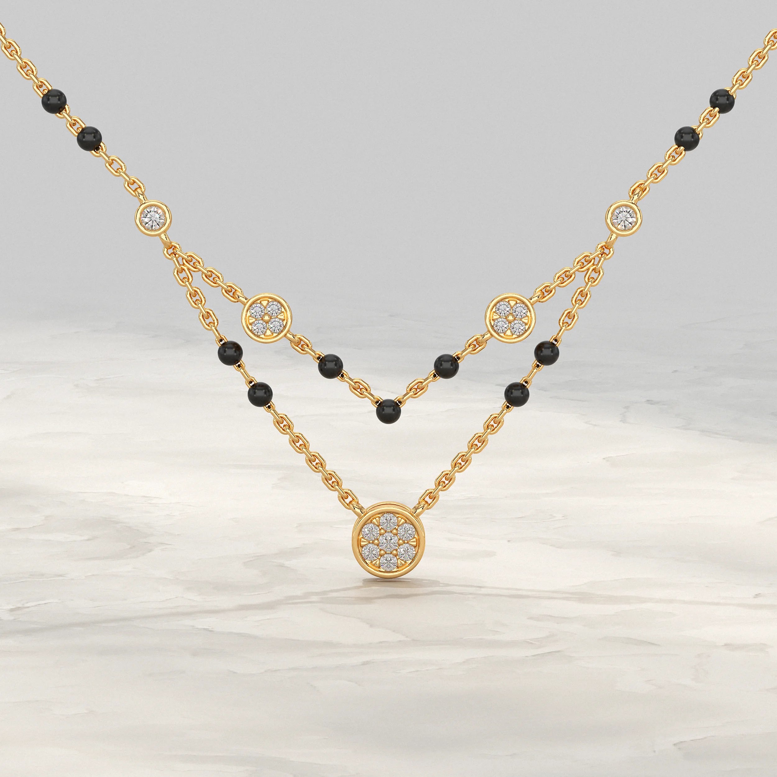 Double Layer Diamond Mangalsutra