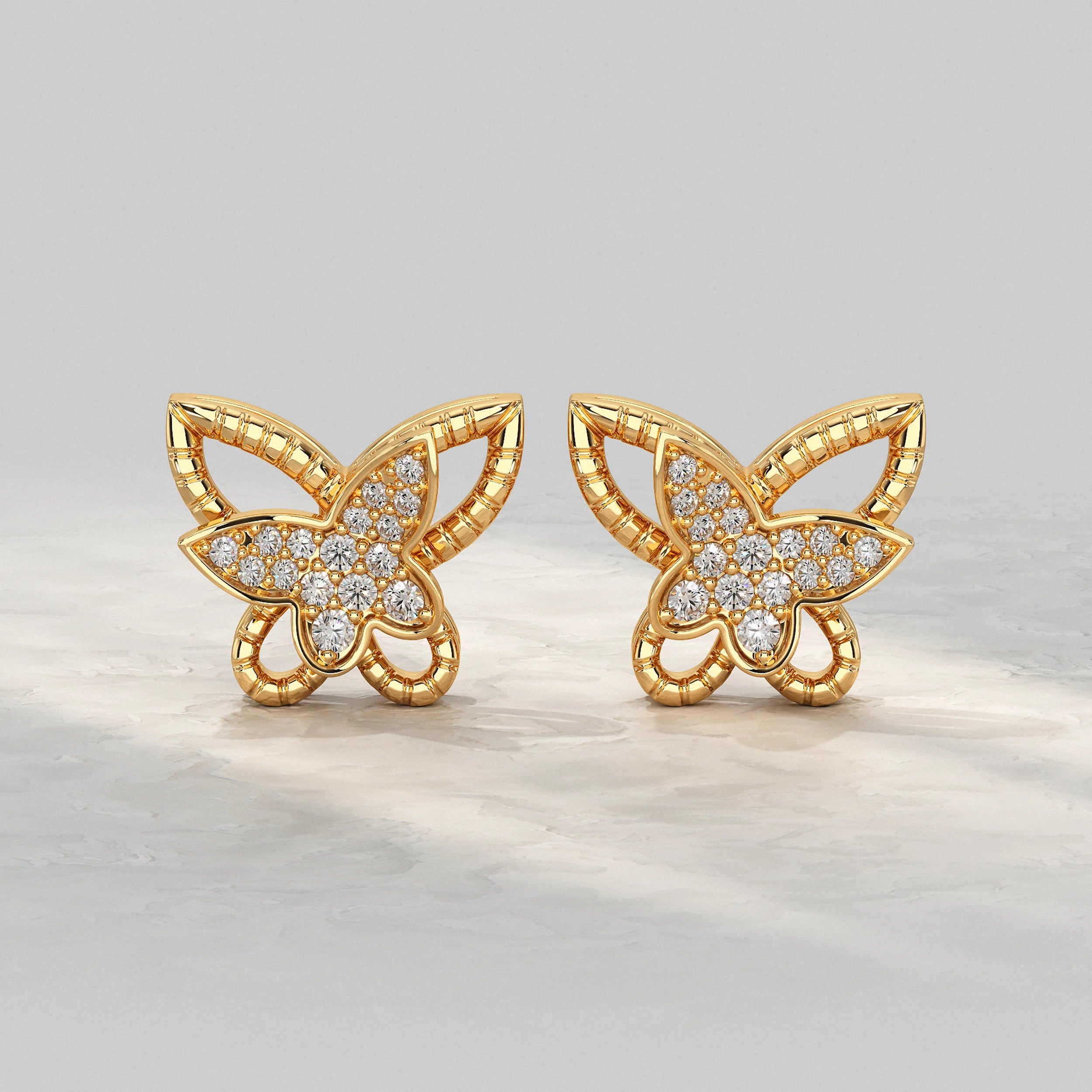 Dual Butterfly Lab Diamond Stud Earrings