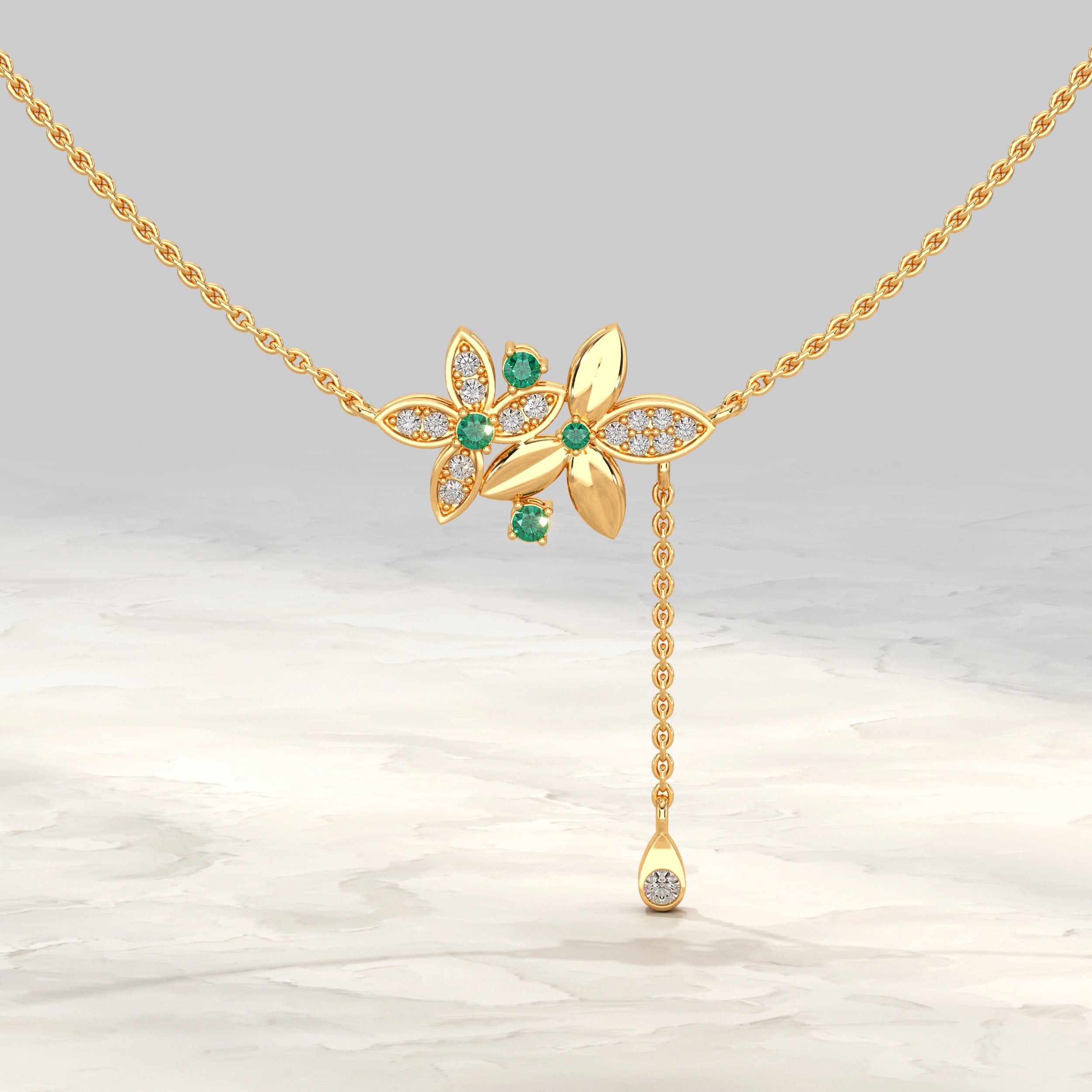 Dual Flower Lab Grown Diamond Pendant