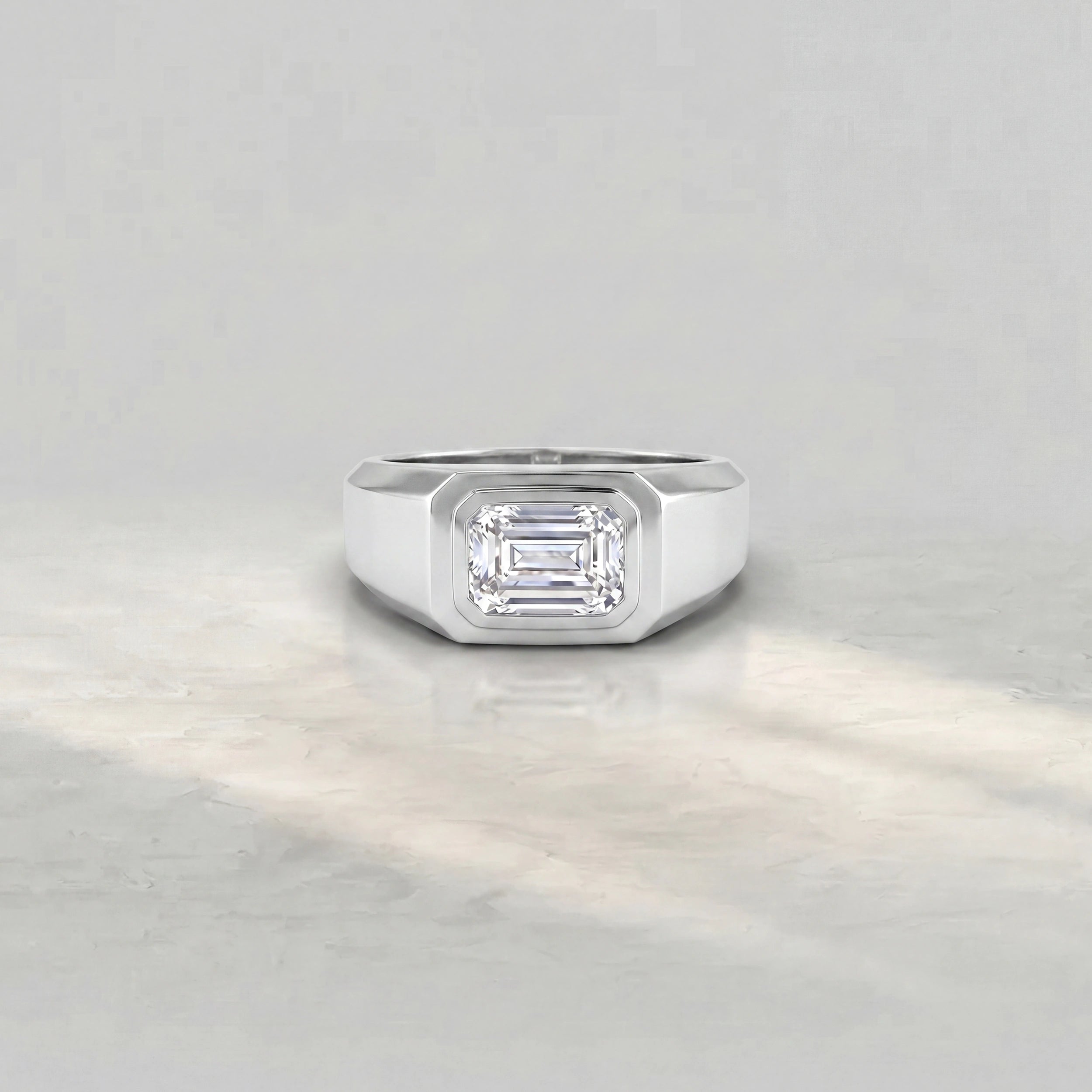 East West Emerald Diamond Men's Wedding Band