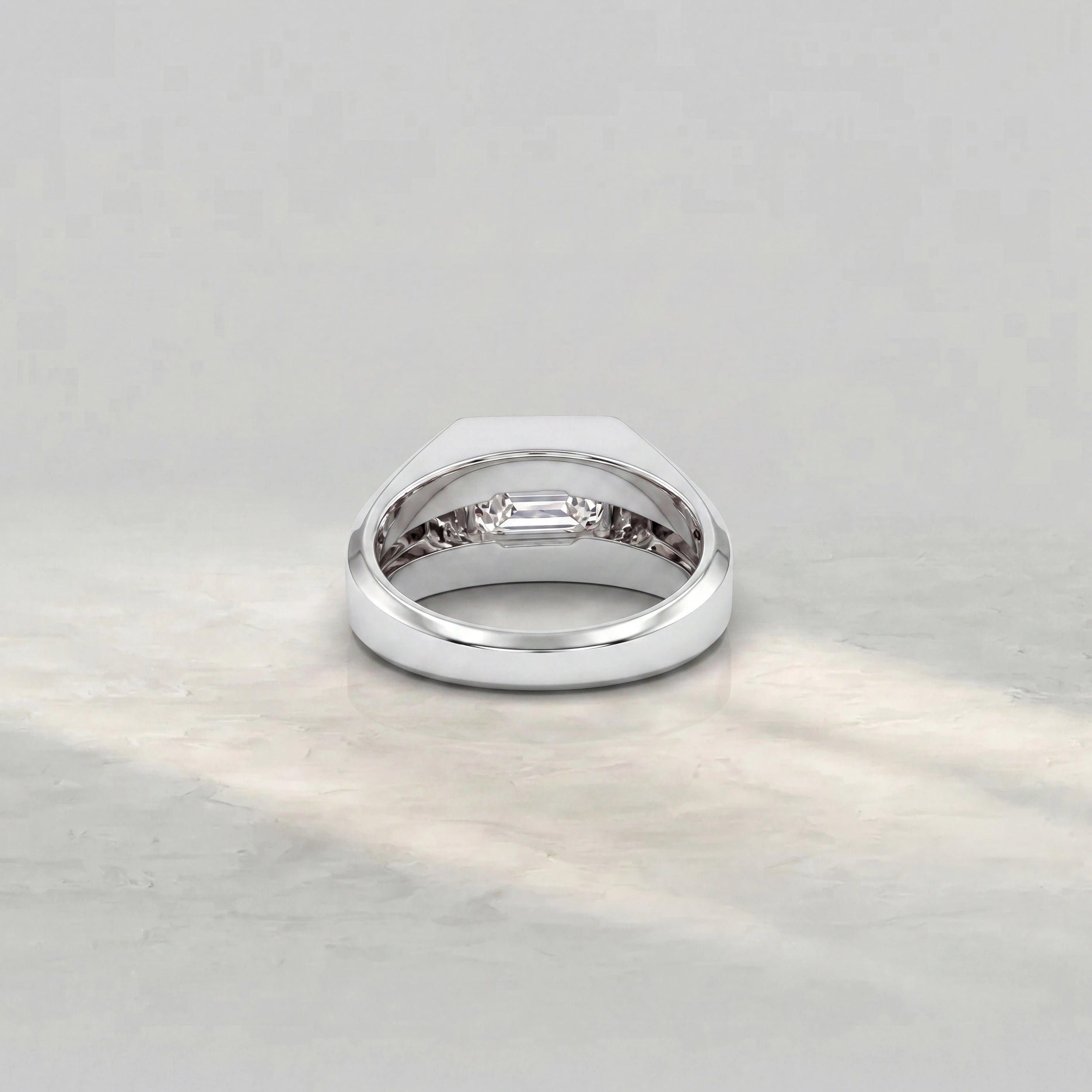East West Emerald Diamond Men's Wedding Band