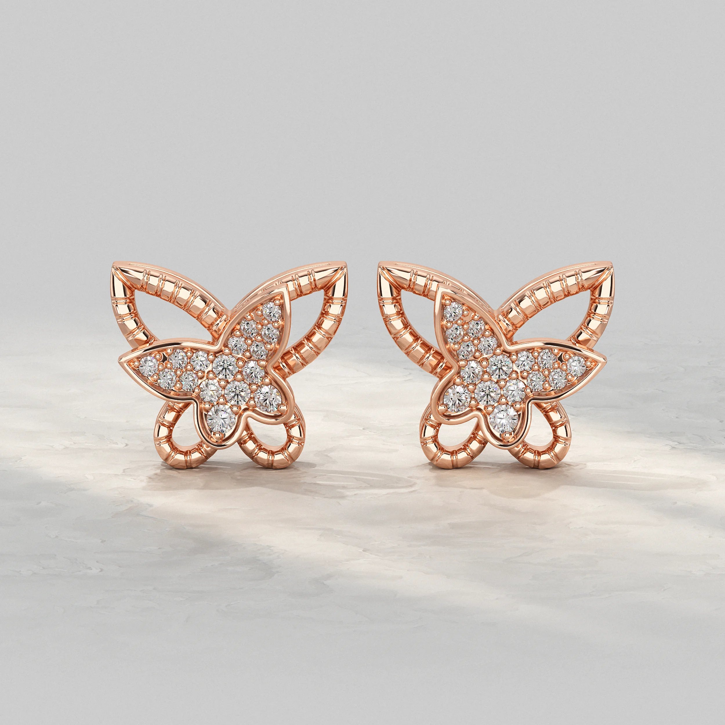 Dual Butterfly Lab Diamond Stud Earrings