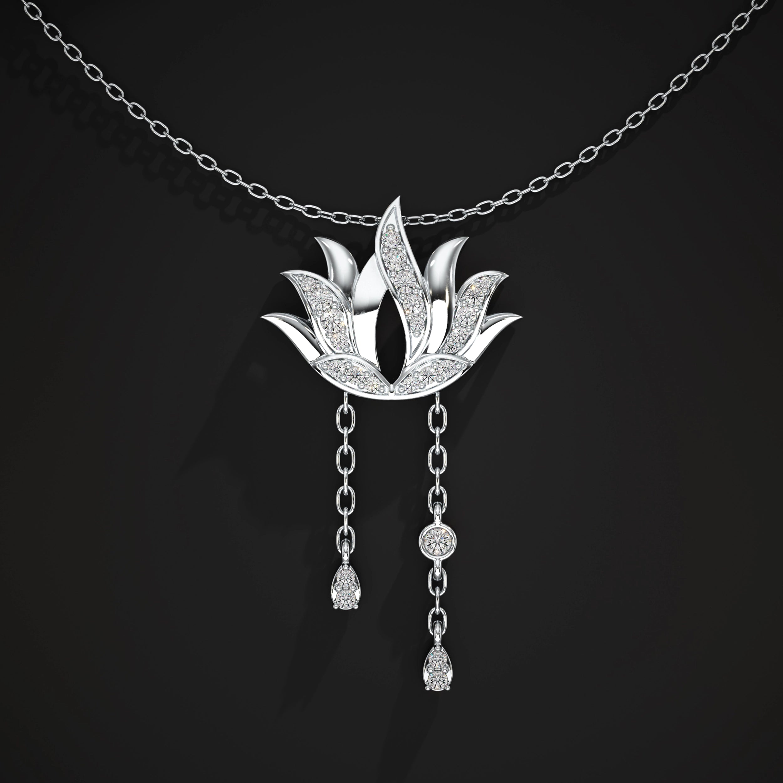Lotus Pendant With Diamond Accent