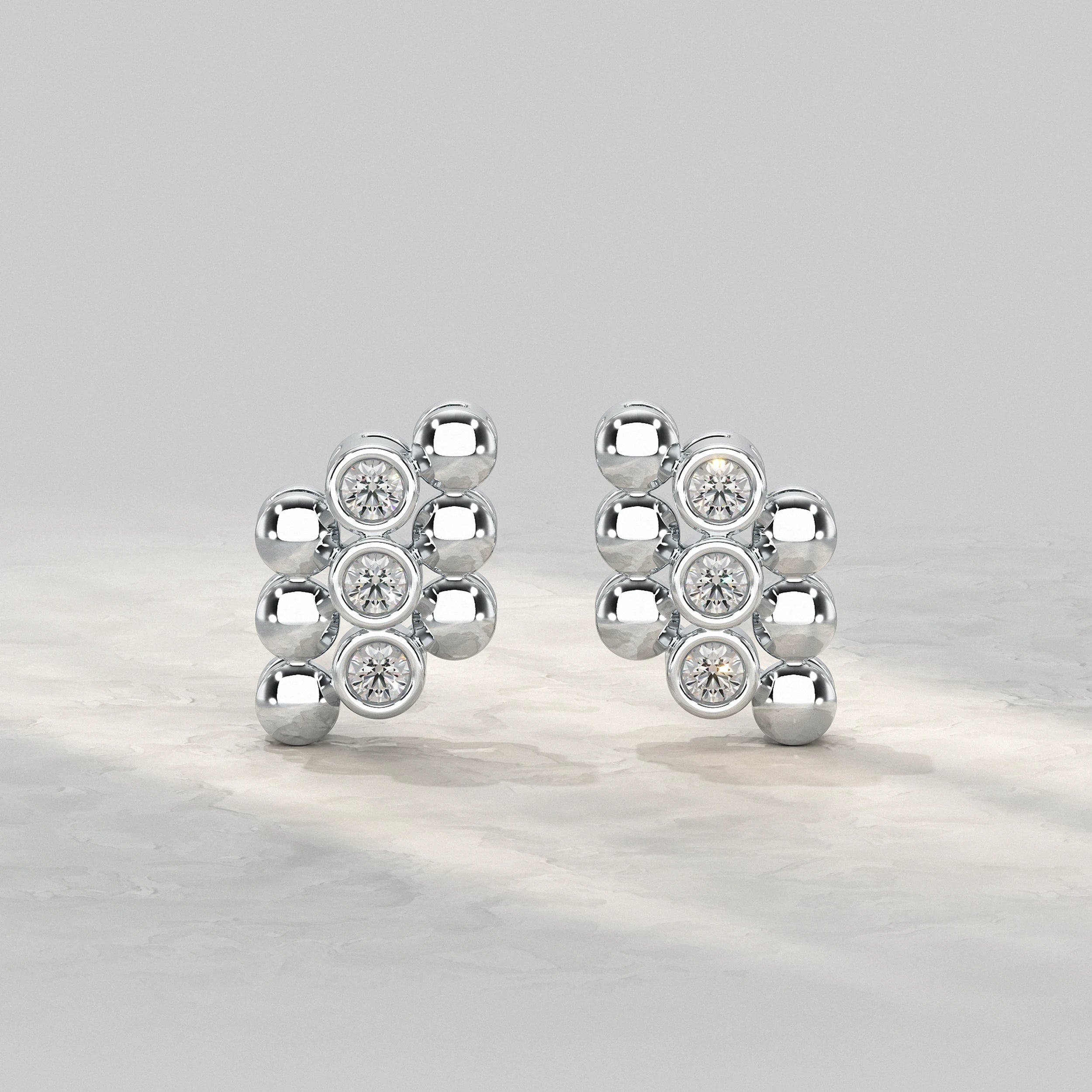 Bubble Cluster Diamond Pattern Stud Earrings