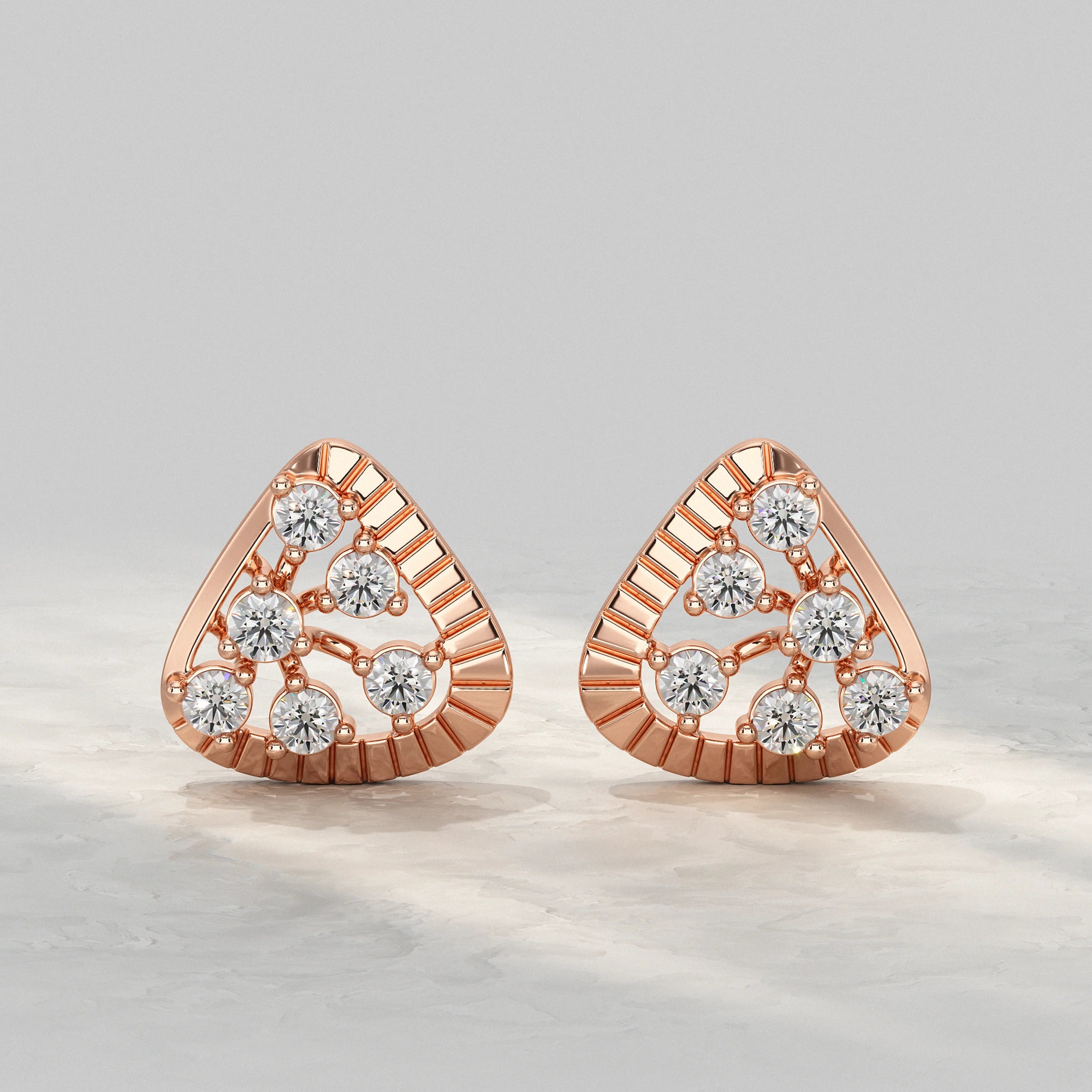 Round Lab Diamond Triangular Stud Earrings