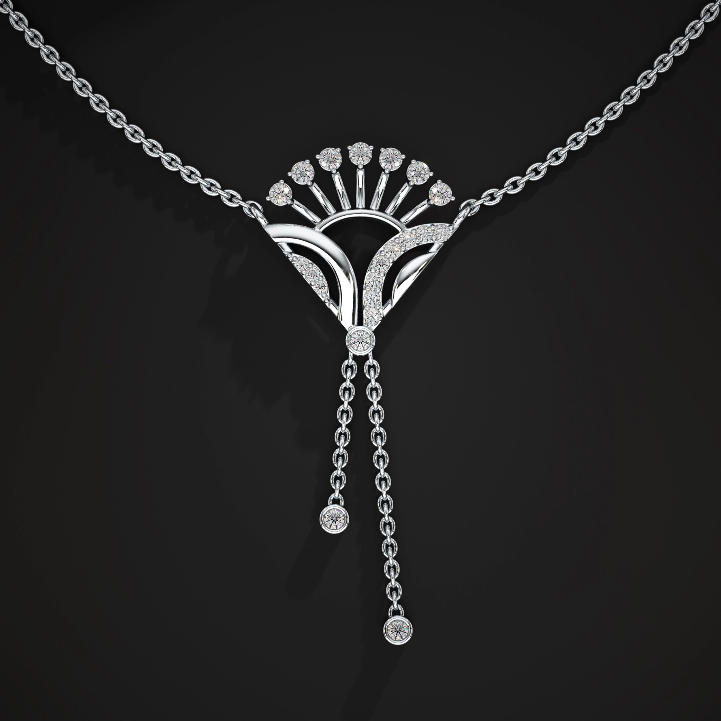 Diamond Pendant with Drop Chains