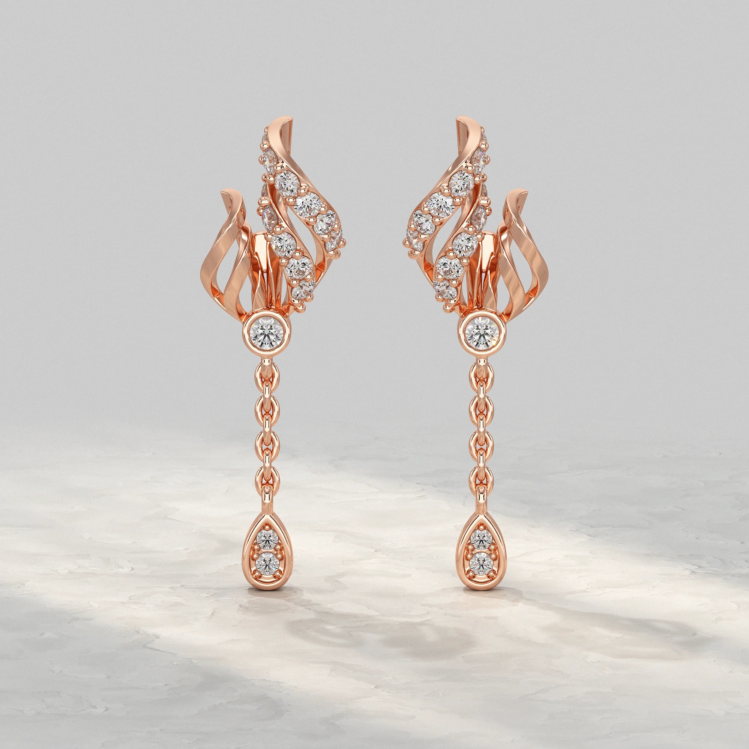 Twisted Lab Diamond Chain Drop Earrings