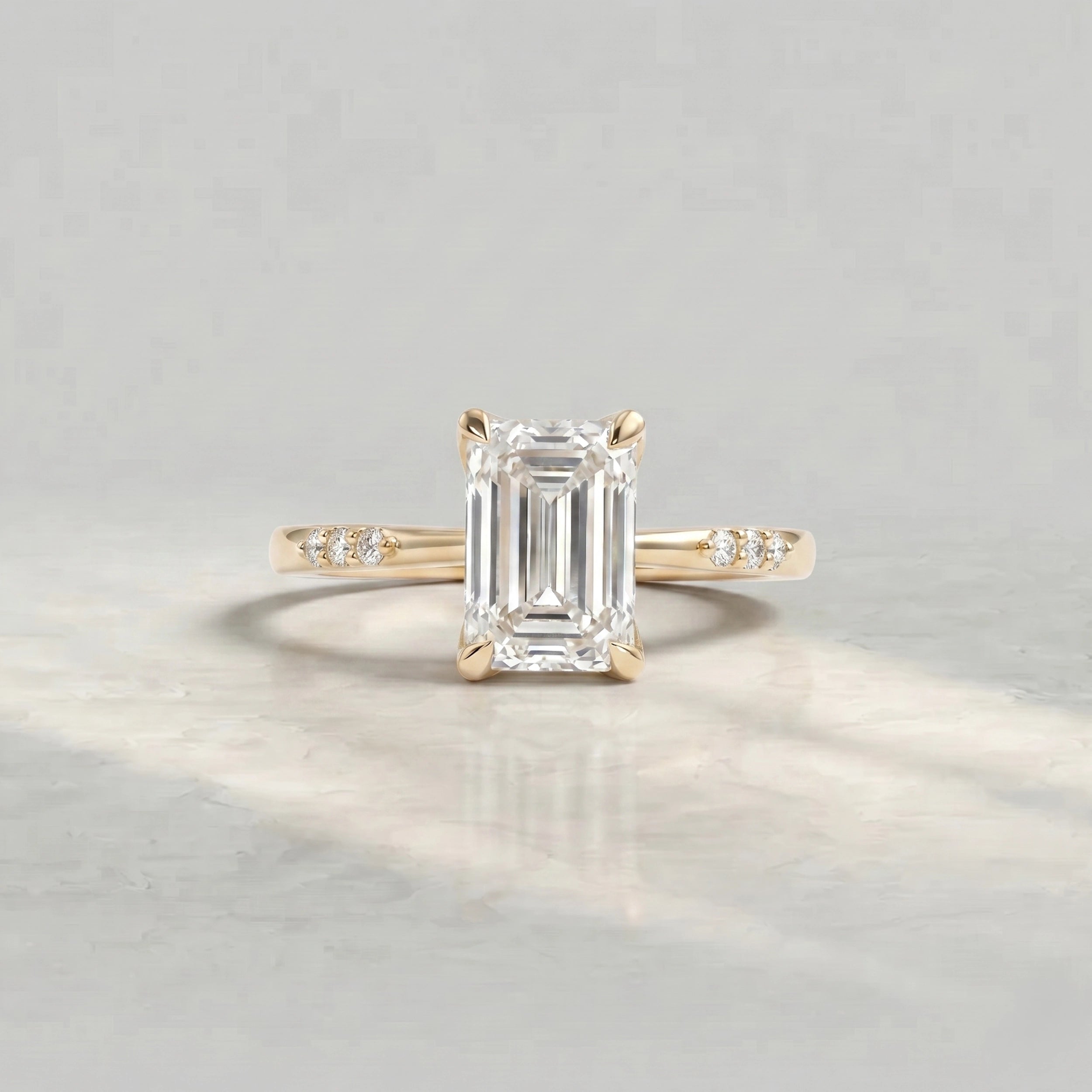 Emerald Lab Diamond Accent Engagement Ring