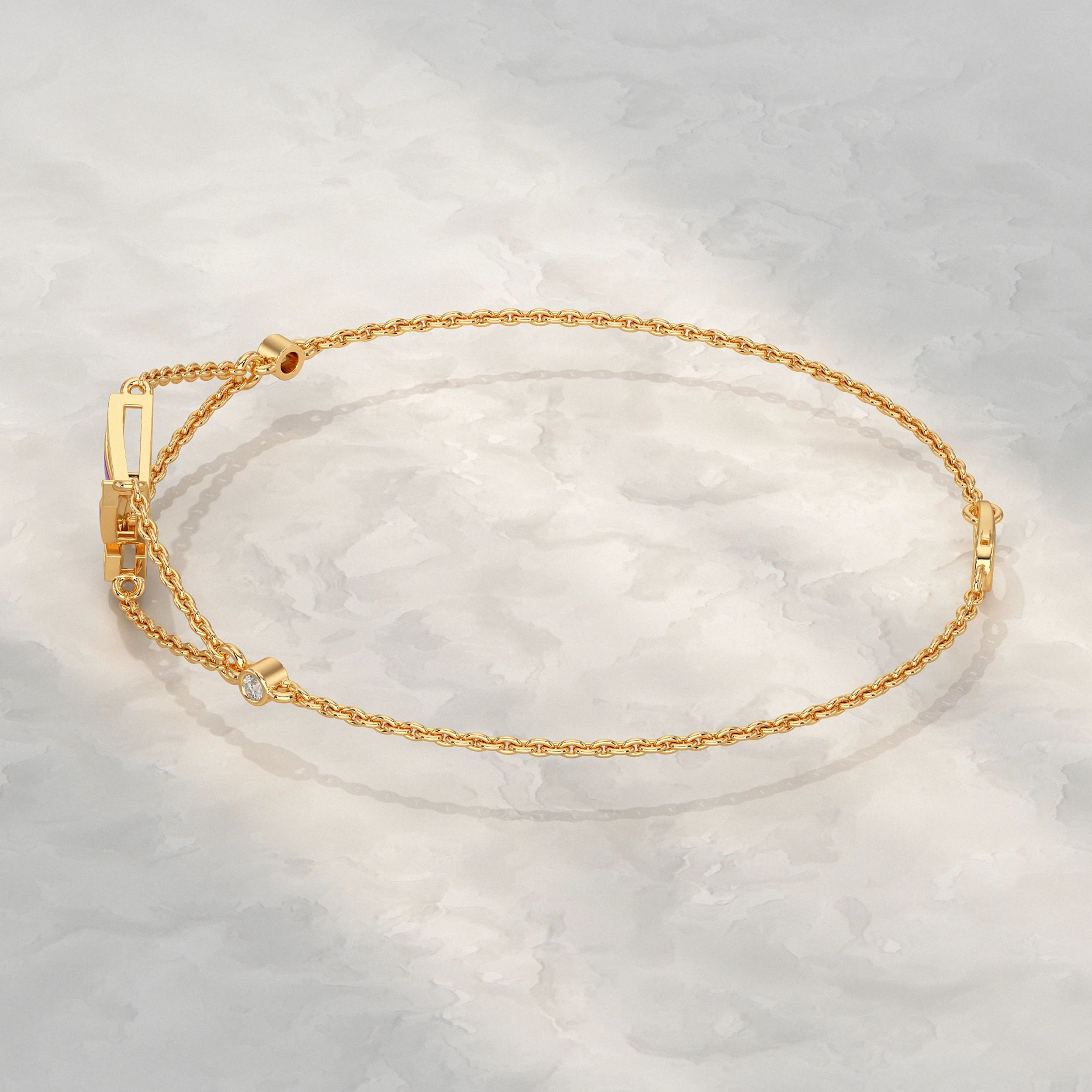 Enamel Butterfly Lab Diamond Bracelet