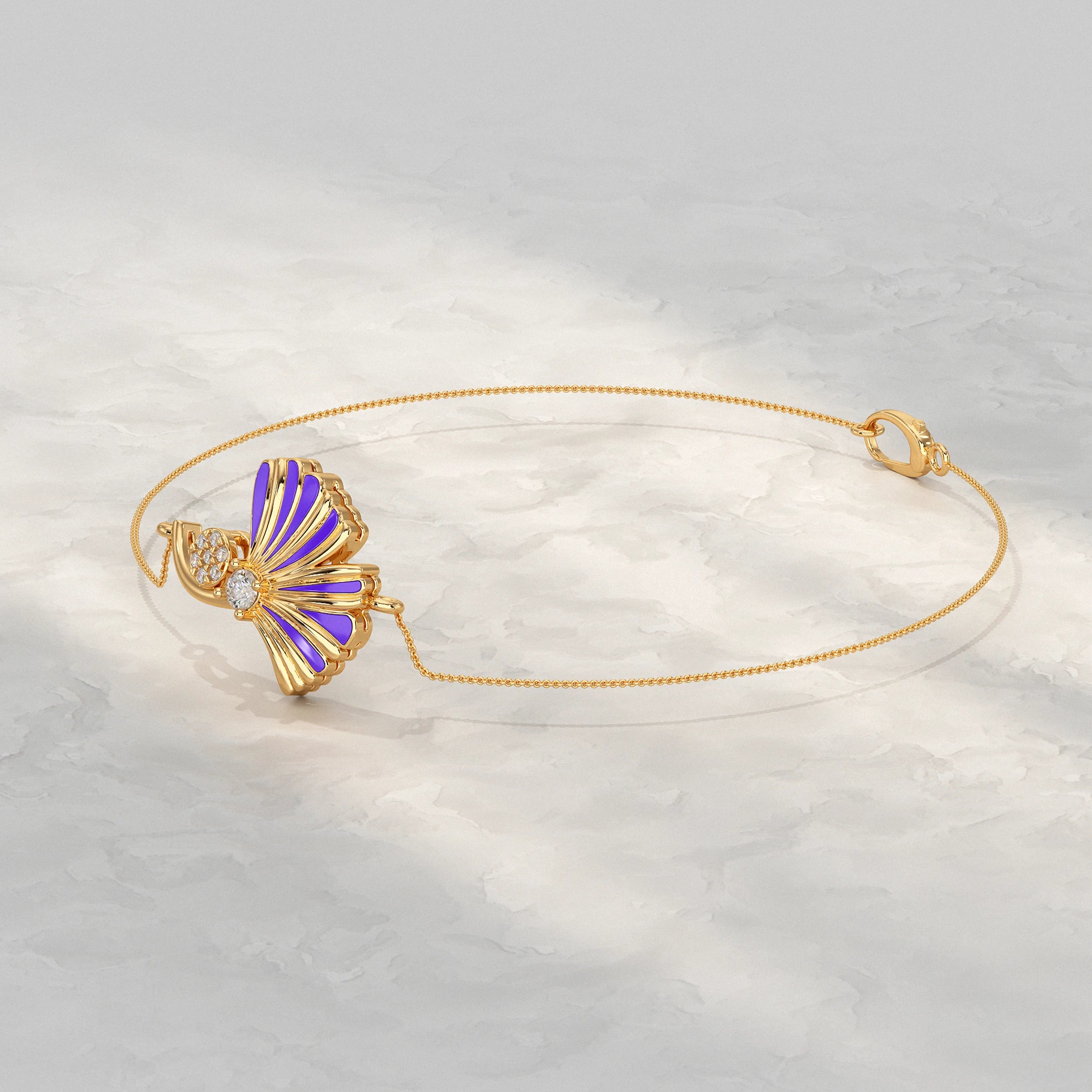 Enamel Flower Lab Diamond Bracelet