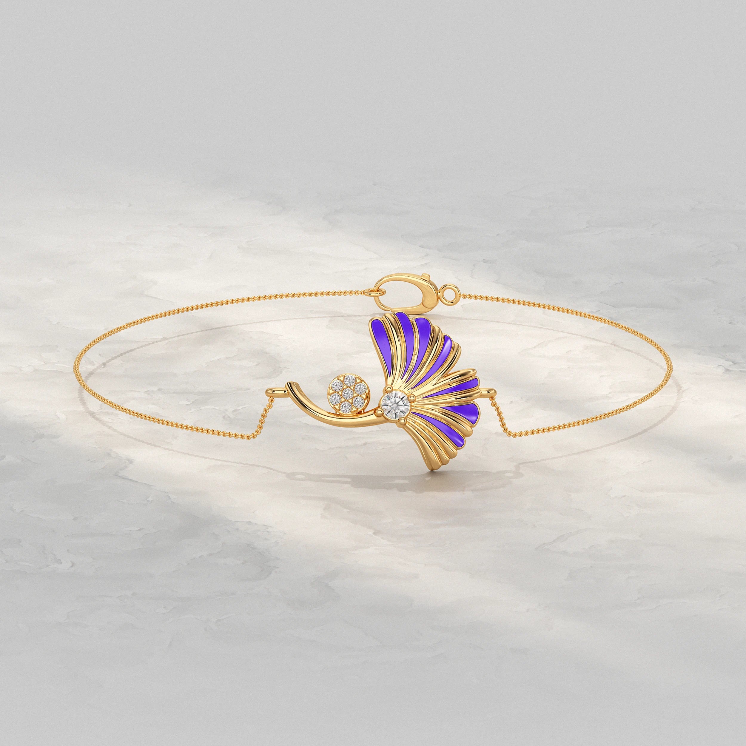 Enamel Flower Lab Diamond Bracelet