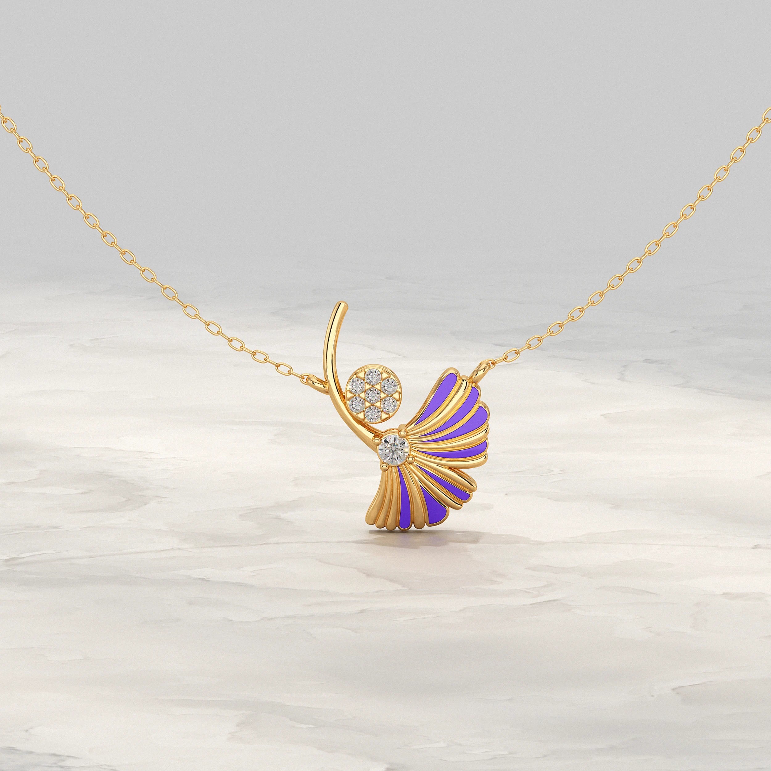 Enamel Flower Lab Diamond Pendant