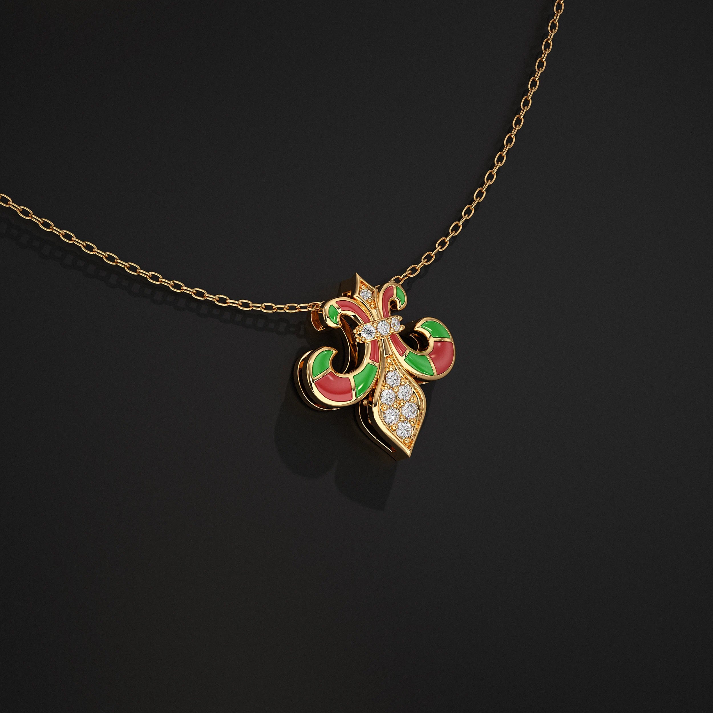 Enamel Lab Diamond Pendant