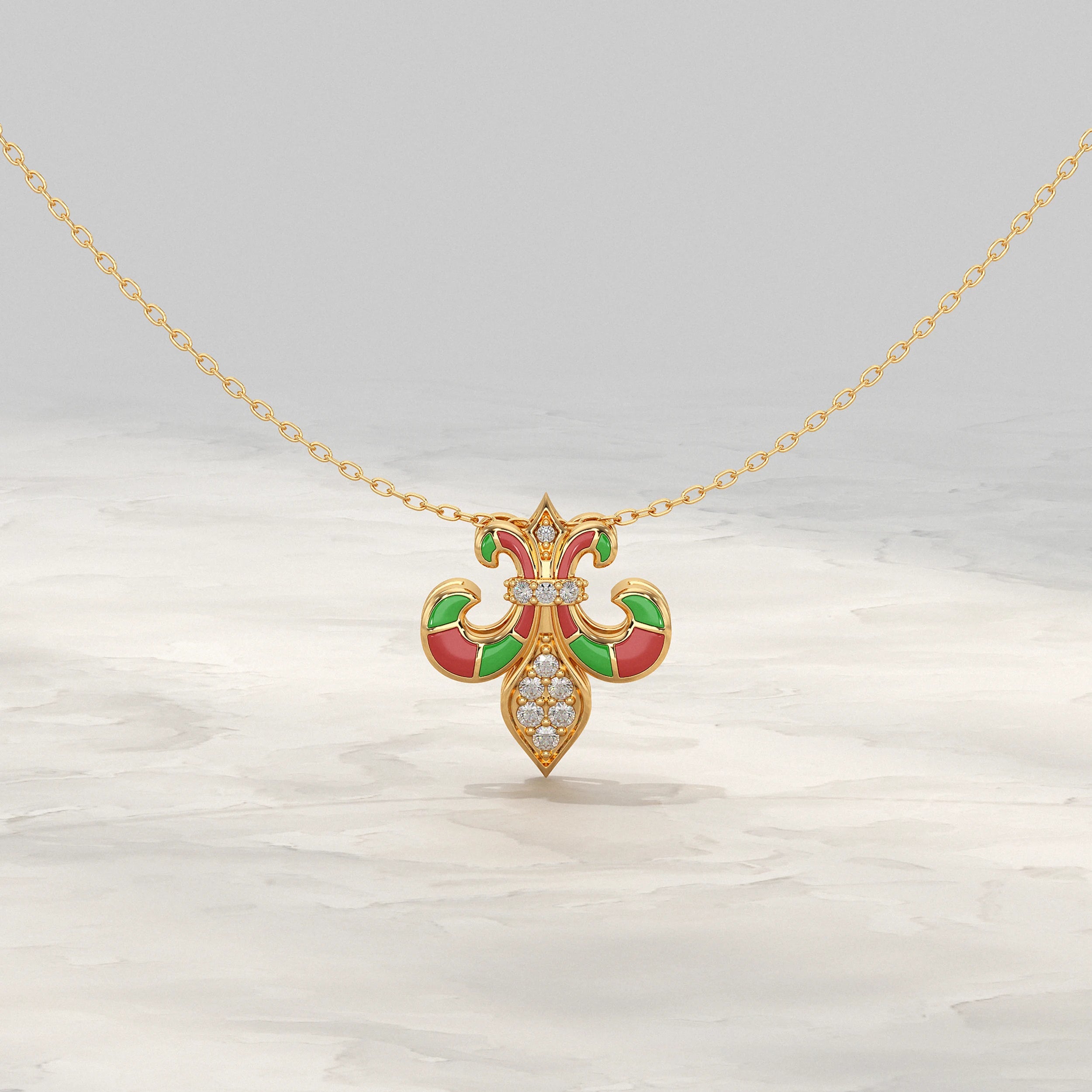 Enamel Lab Diamond Pendant