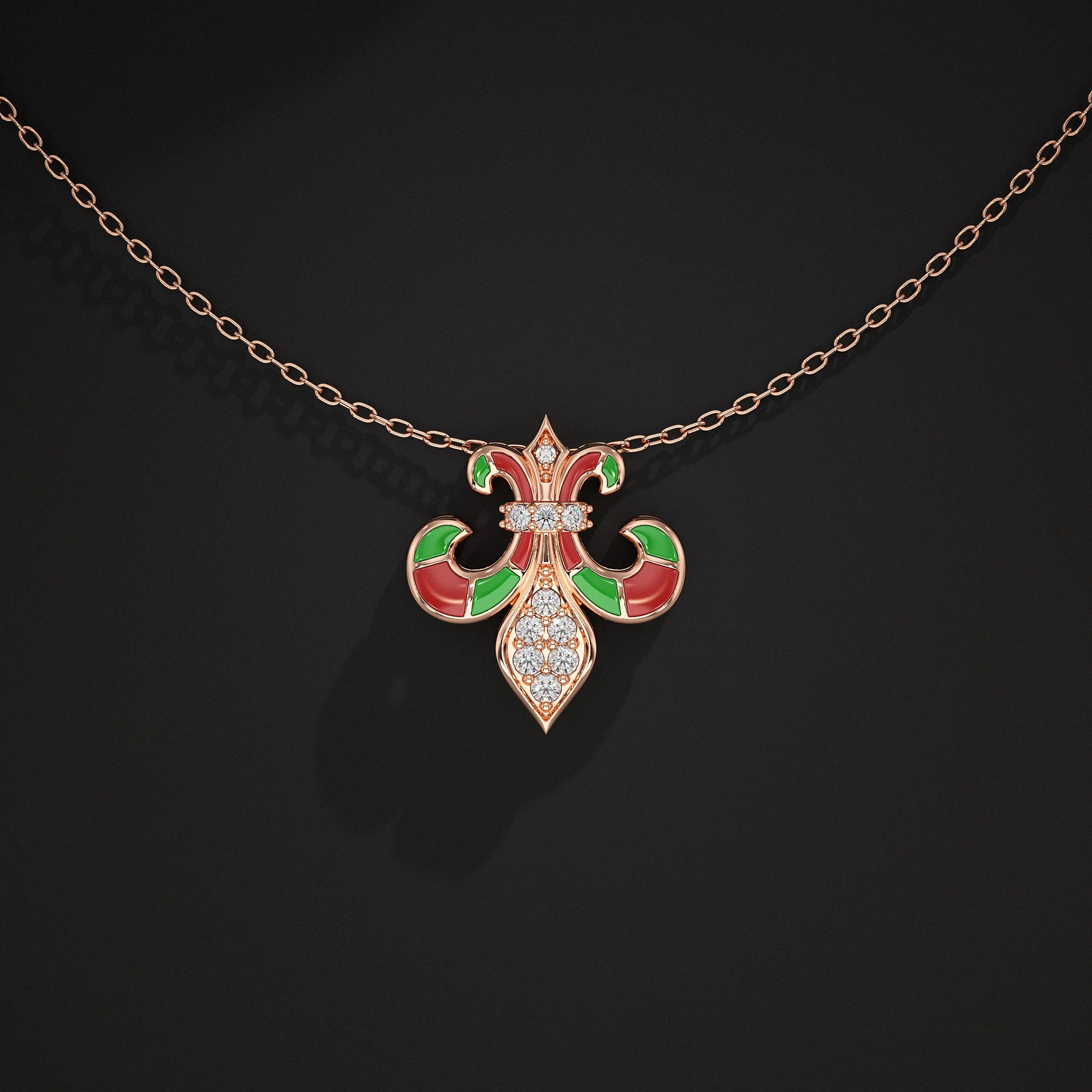 Enamel Lab Diamond Pendant