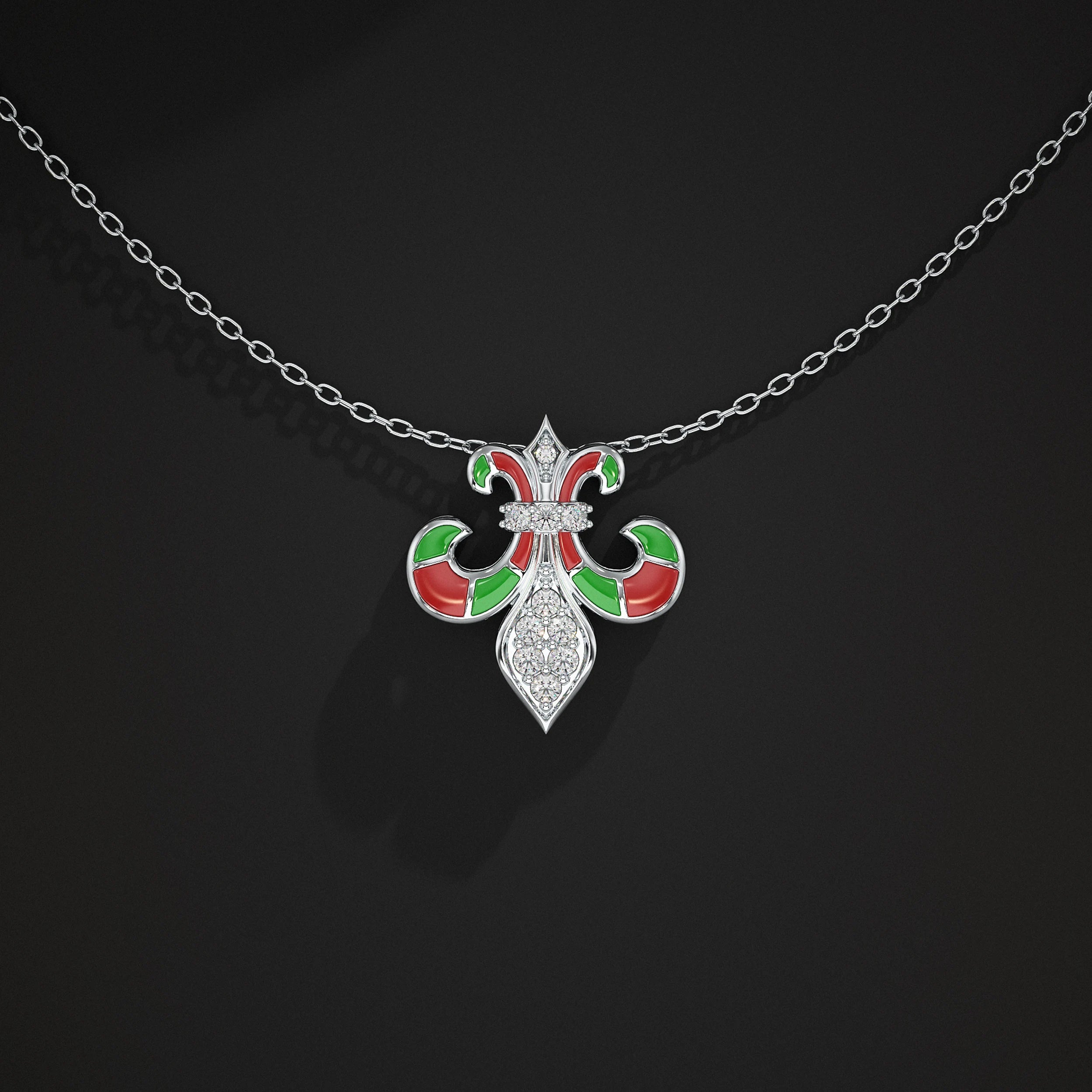 Enamel Lab Diamond Pendant
