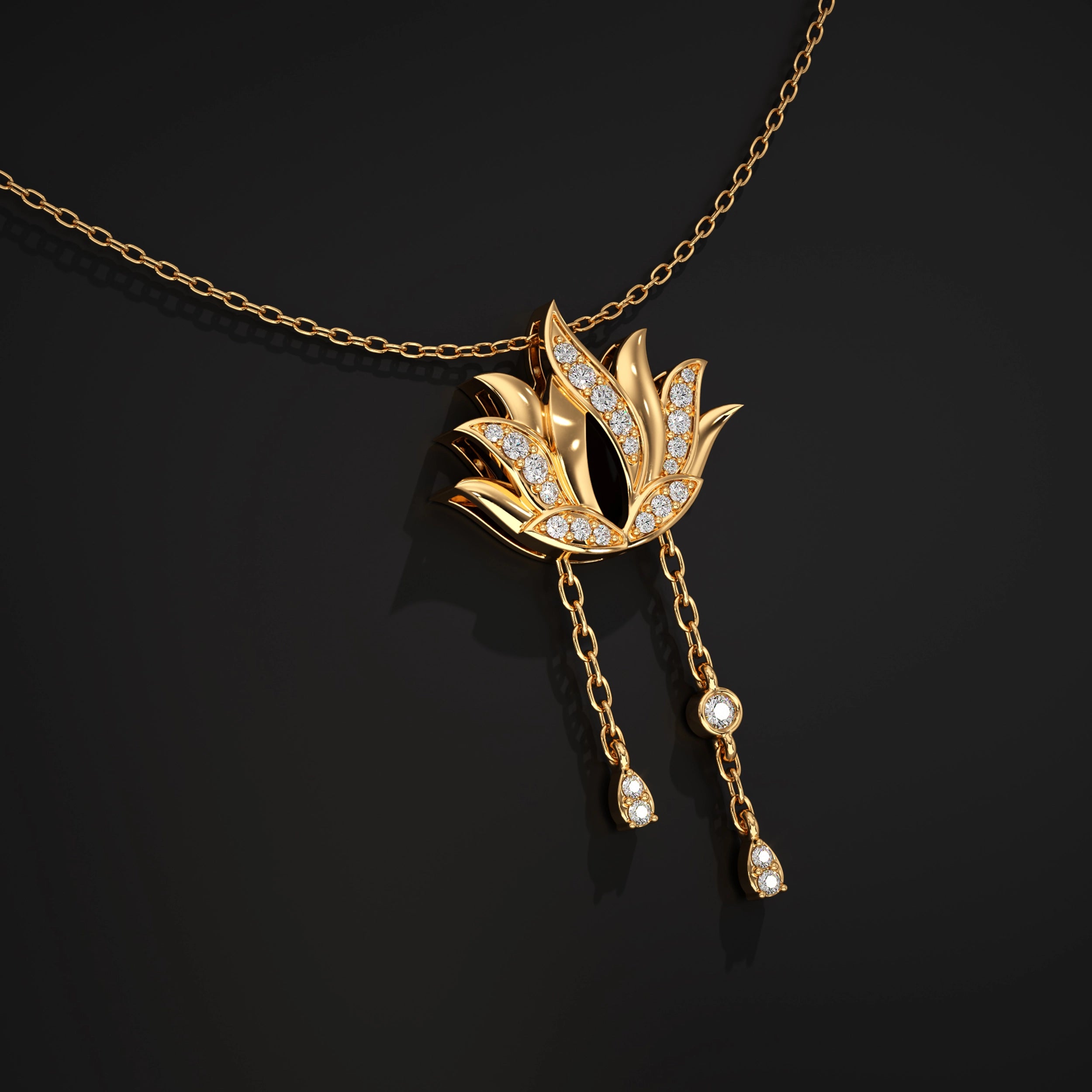 Lotus Pendant With Diamond Accent
