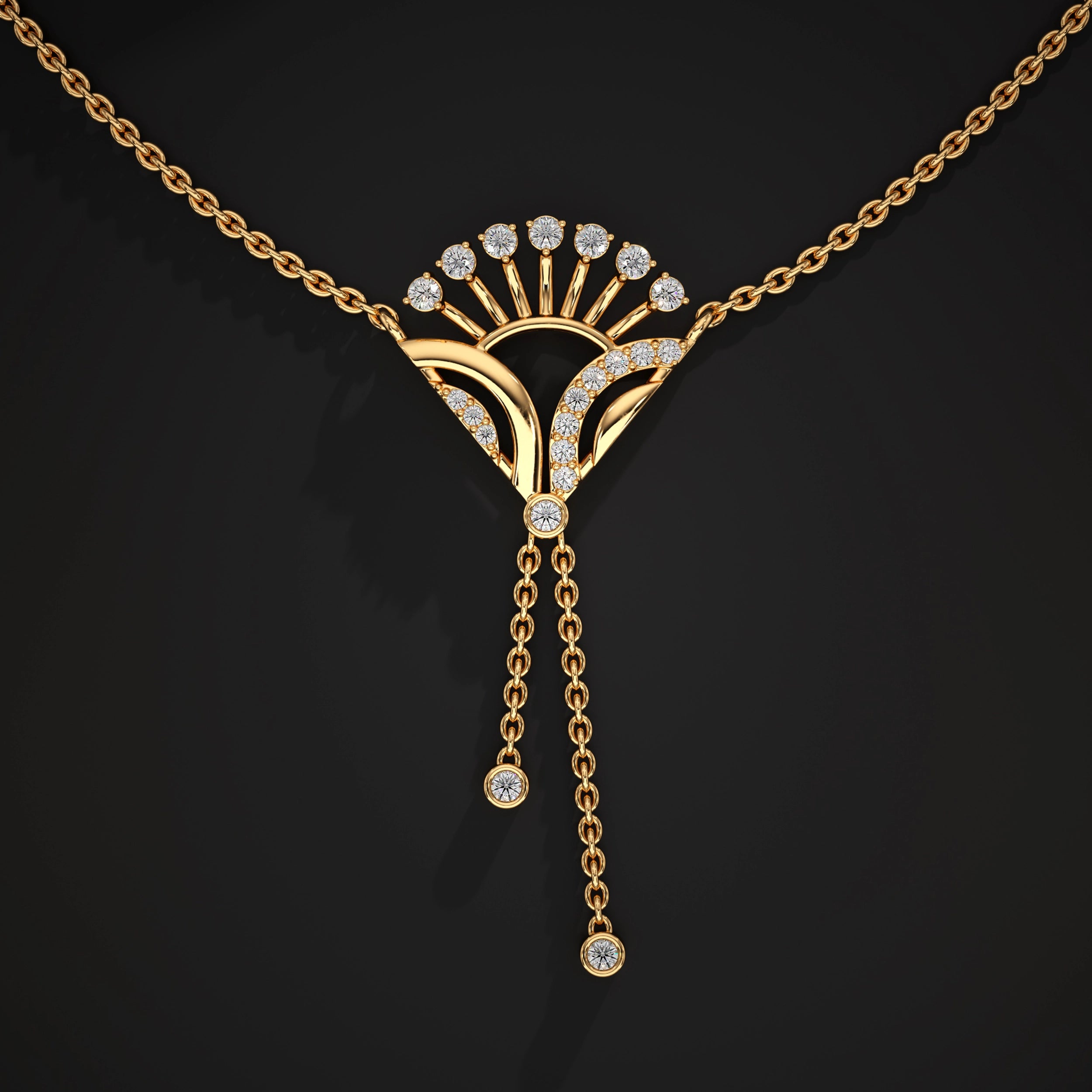 Diamond Pendant with Drop Chains