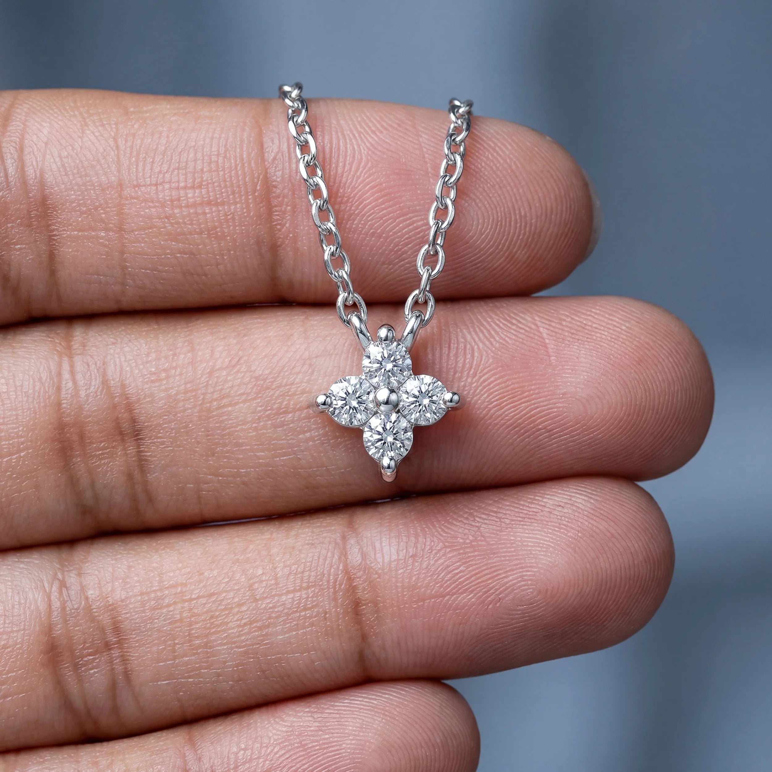 Round Cut Lab Grown Diamond Flower Pendant Rings