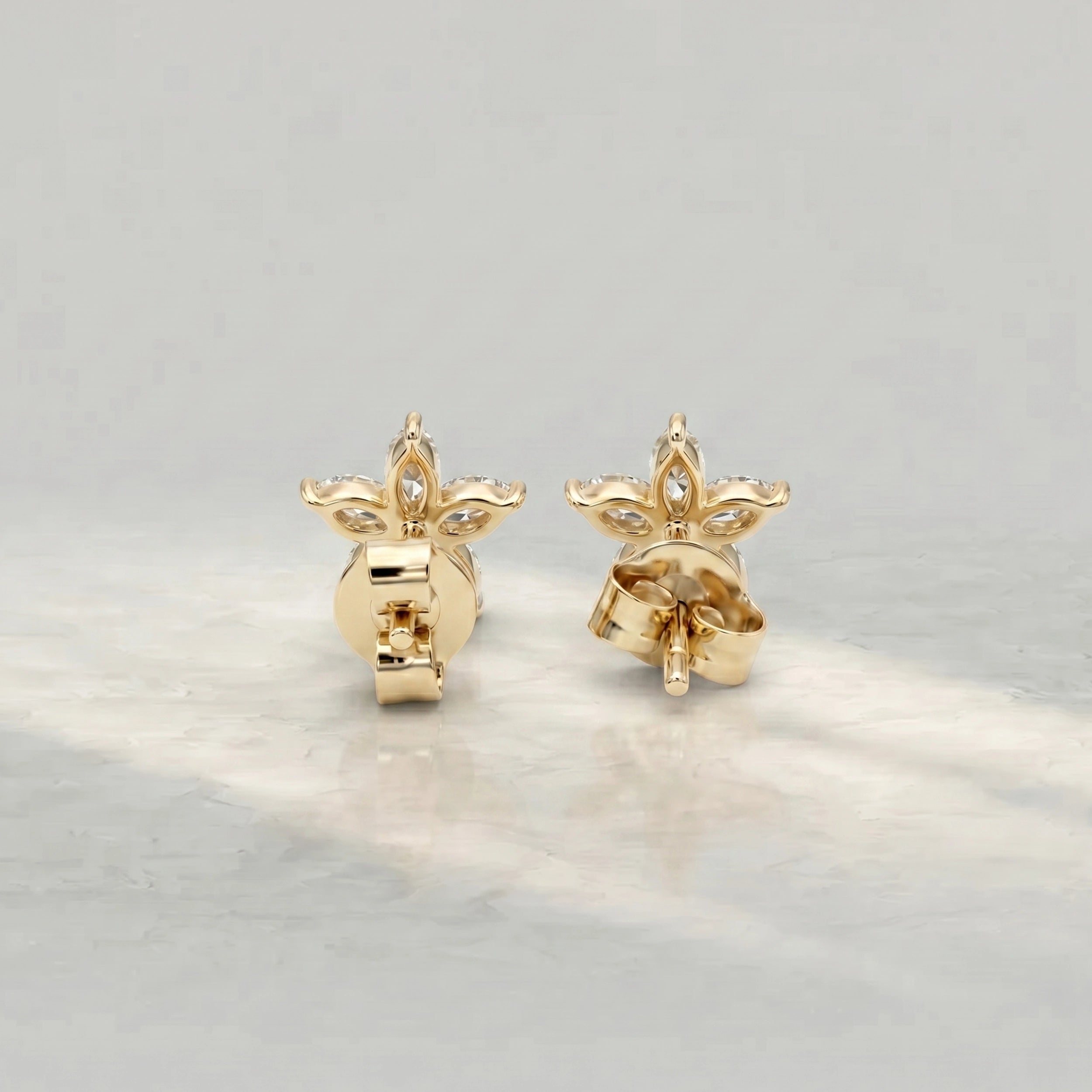 Marquise Lab Diamond Floral Stud Earrings