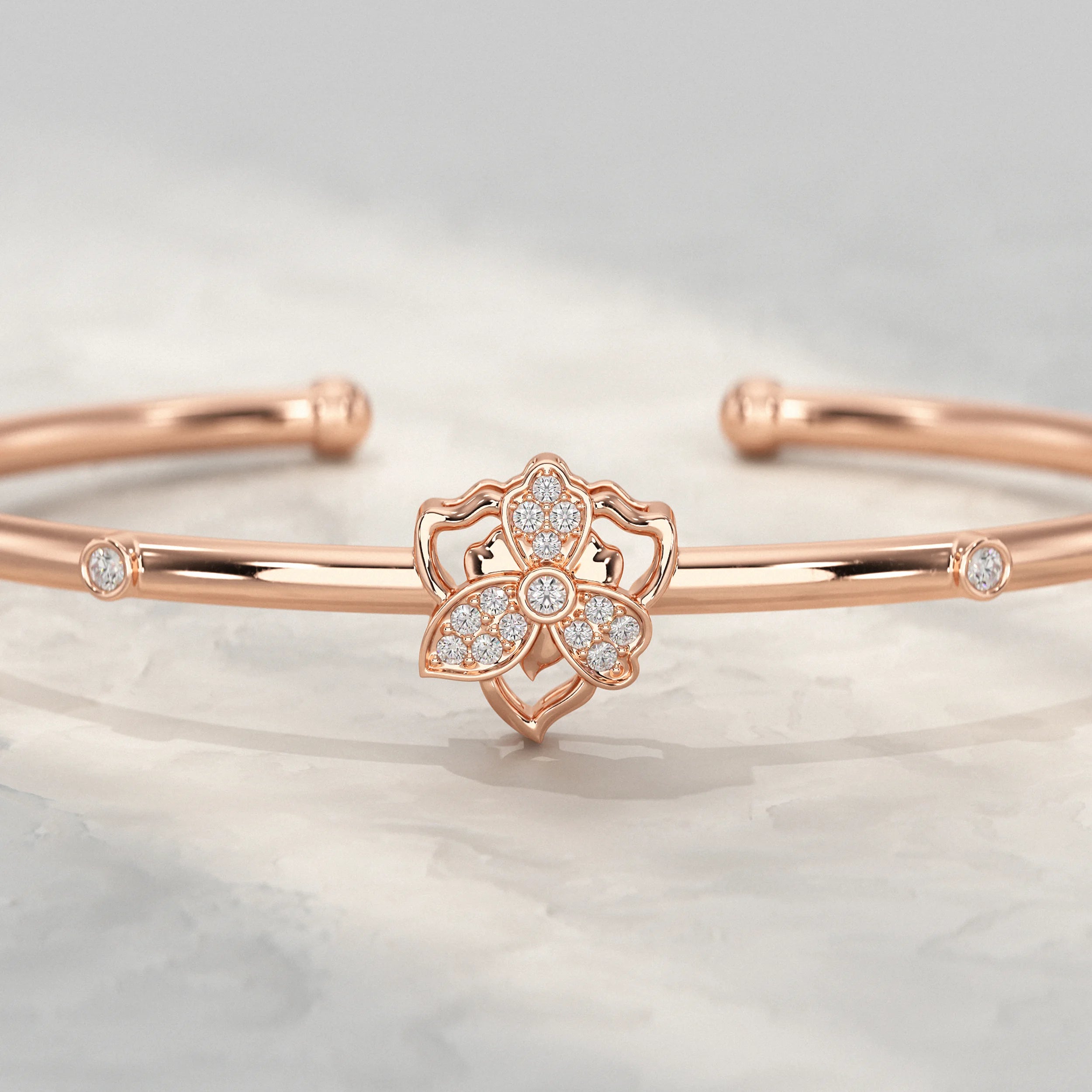 Flower Lab Diamond Open Bangle