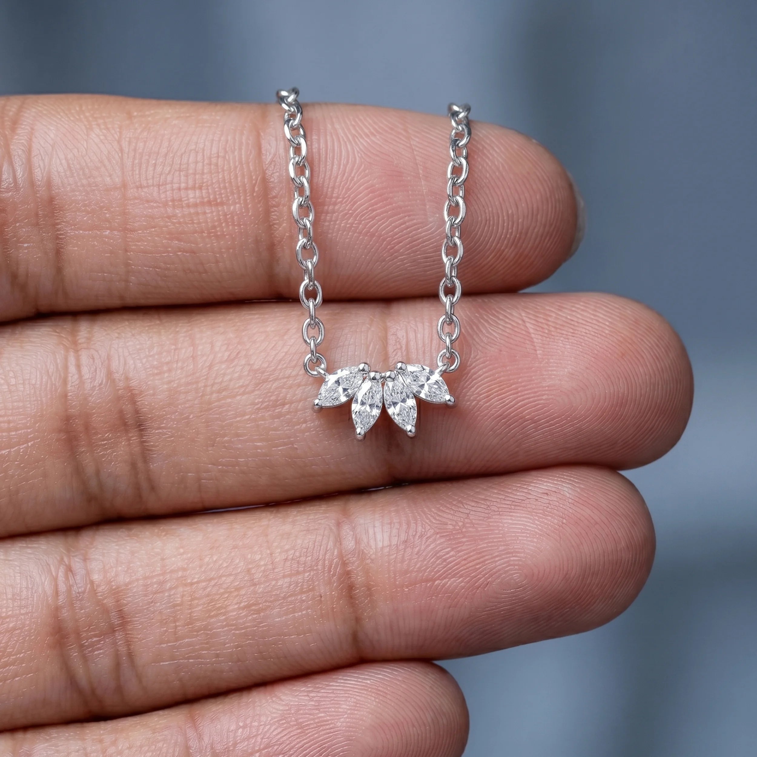 Flower Shape Marquise Diamond Pendant Rings
