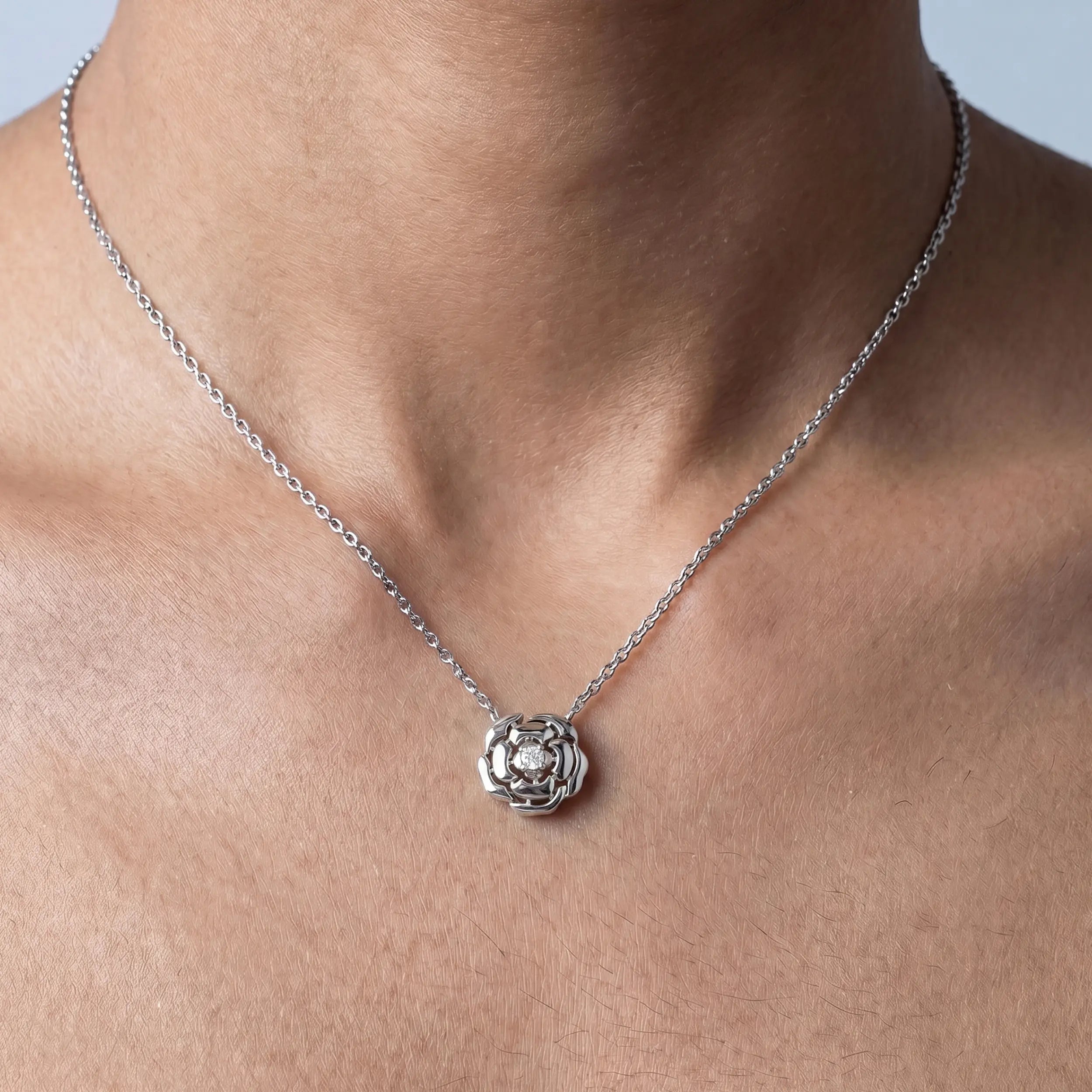 Chanel Camellia Flower Round Diamond Pendant
