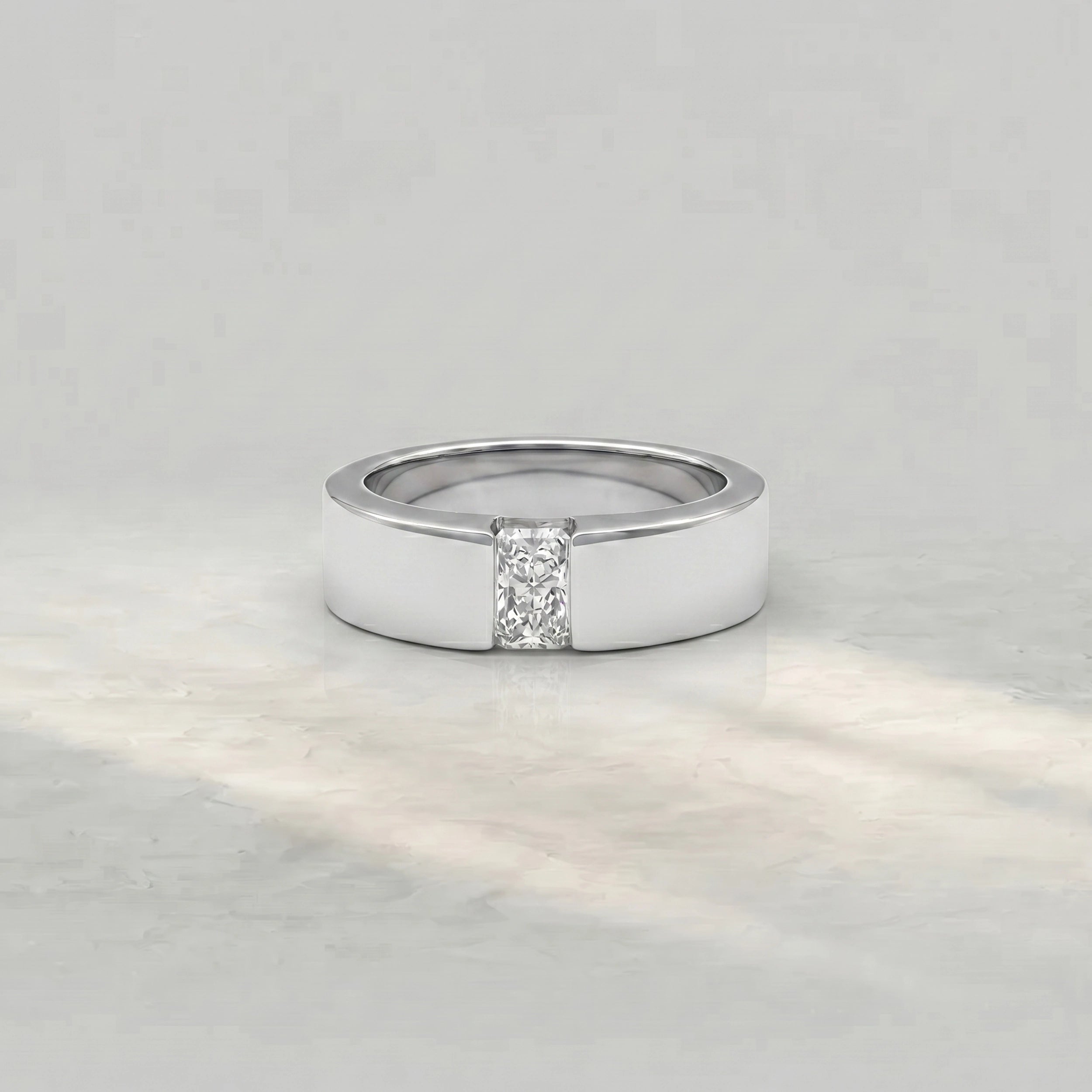 Radiant Cut Lab Diamond Unisex Wide Band
