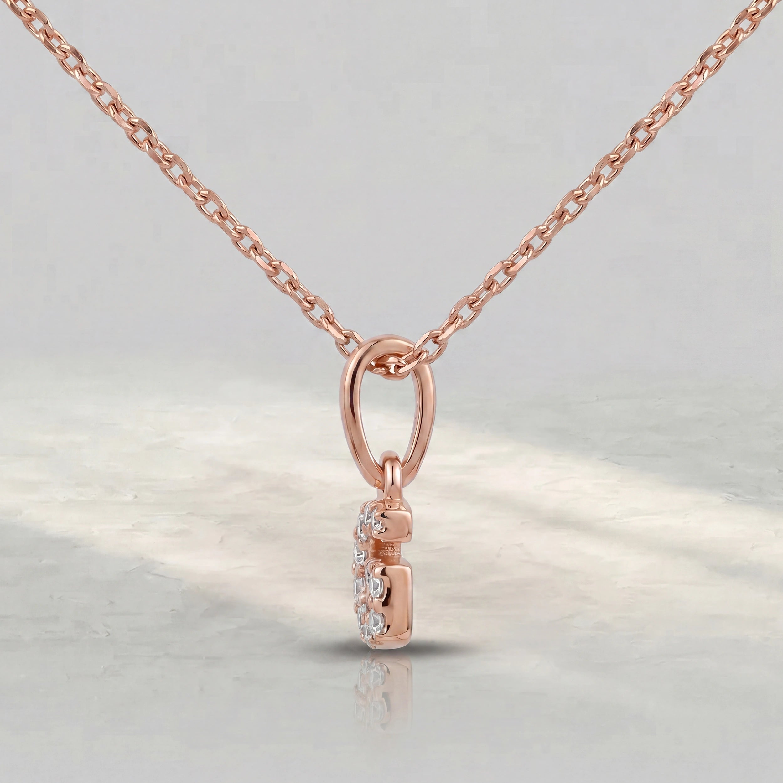 Round Diamond Intial Letter Pendant