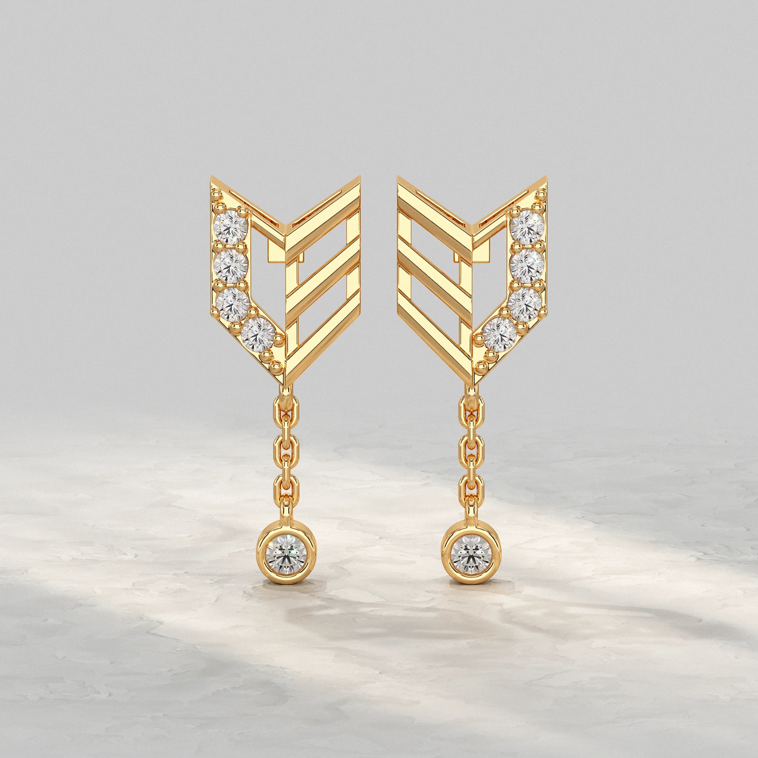 Geometric Diamond Chain Drop Earrings