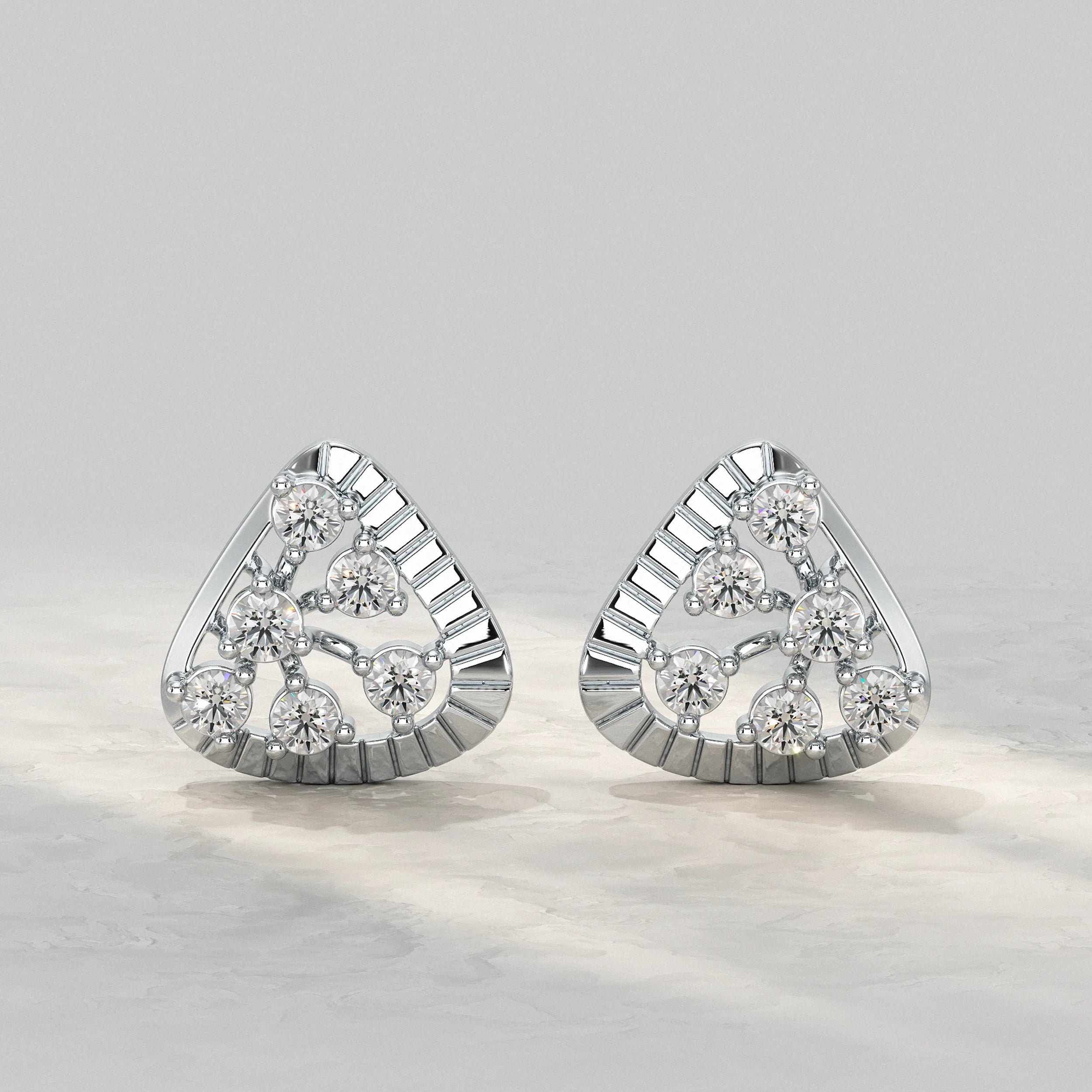 Round Lab Diamond Triangular Stud Earrings