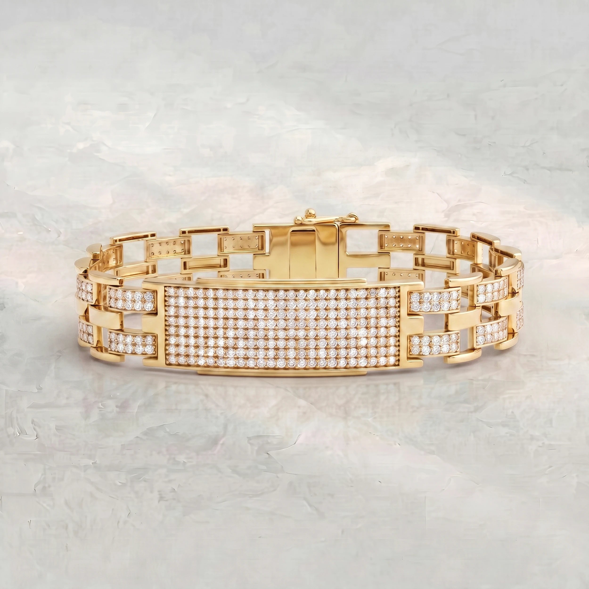Pave Set Round Diamond Men's Bracelet