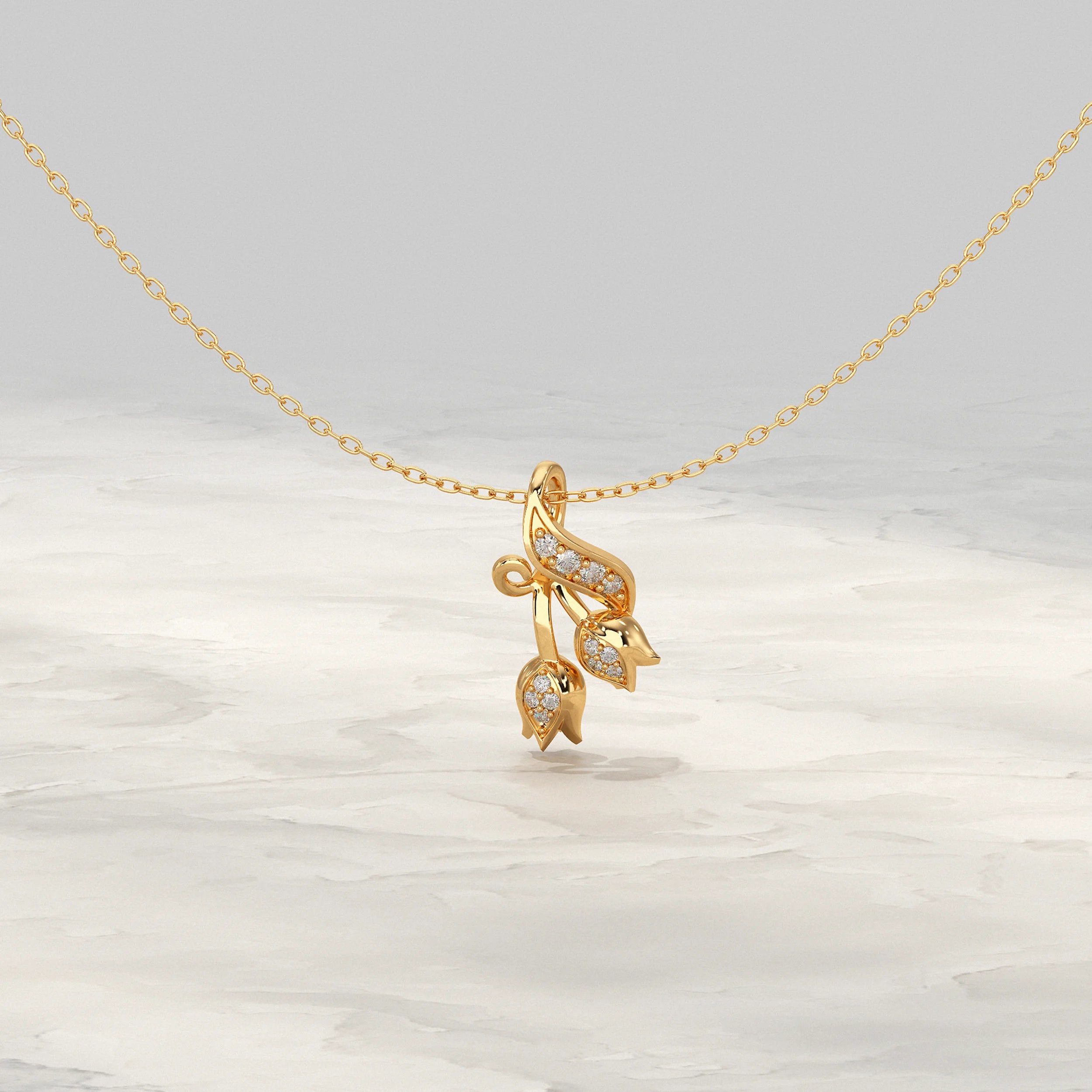 Round Diamond Tulip Design Pendant