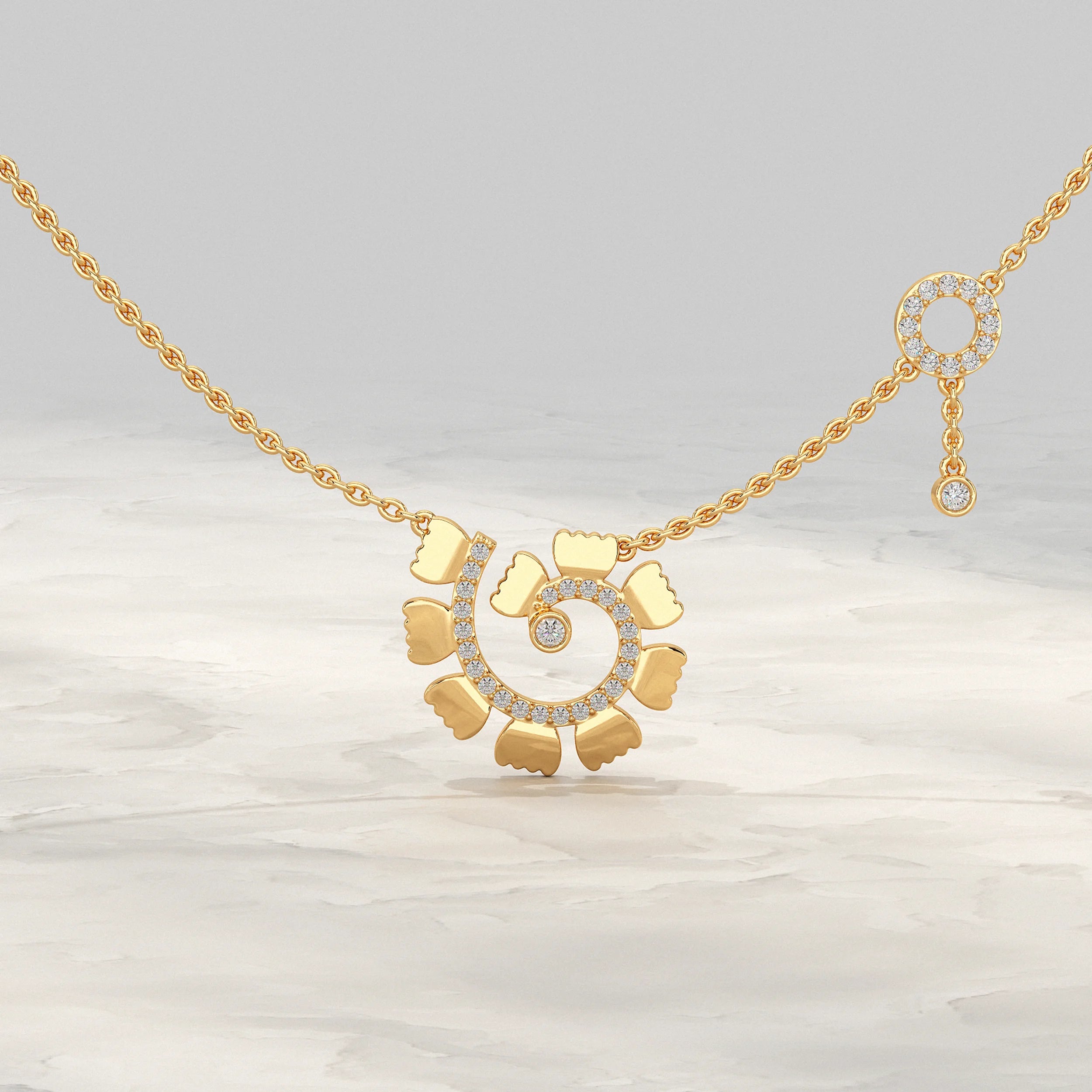 Round Lab Diamond Spiral Pendant