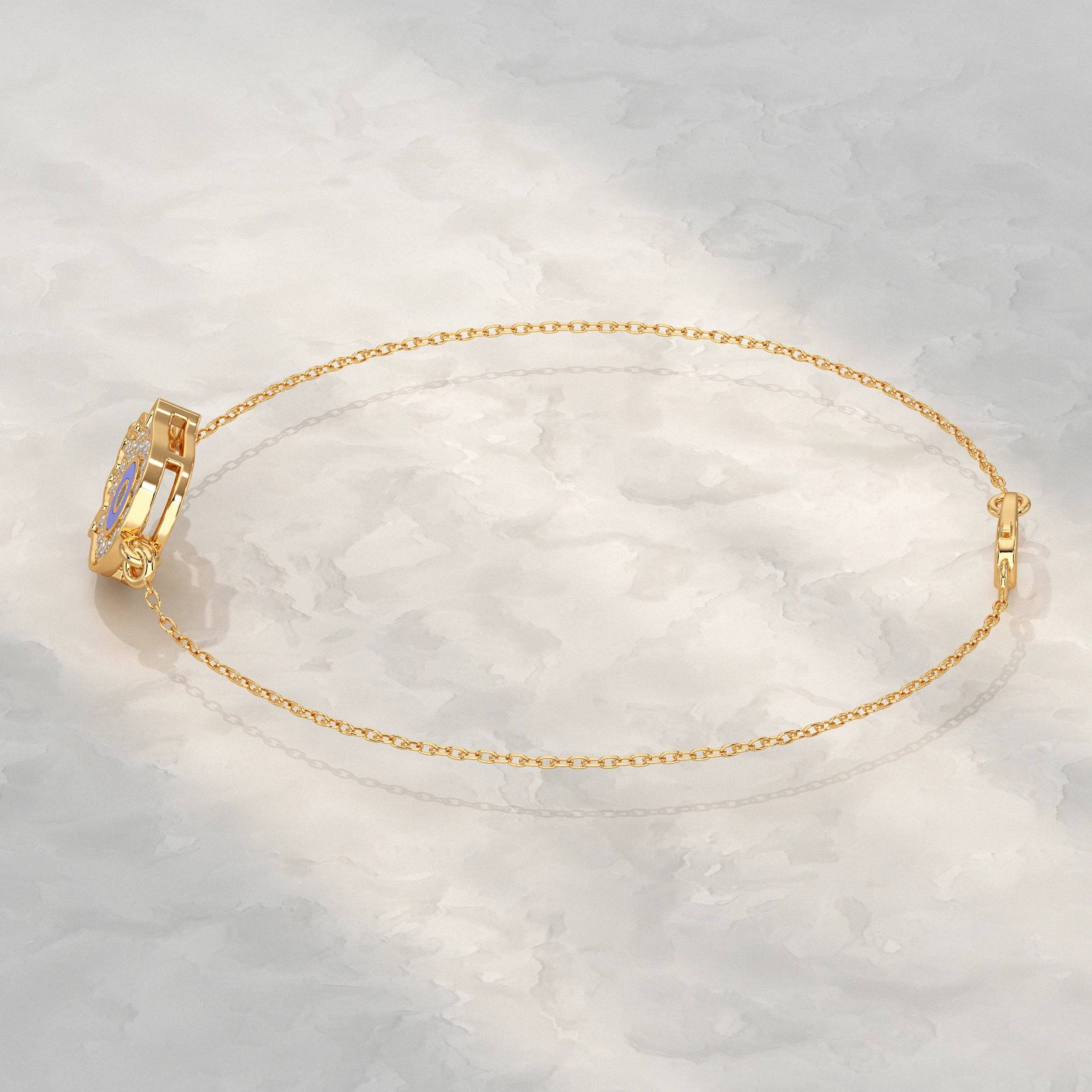 Hamsa Hand Evil Eye Lab Diamond Bracelet