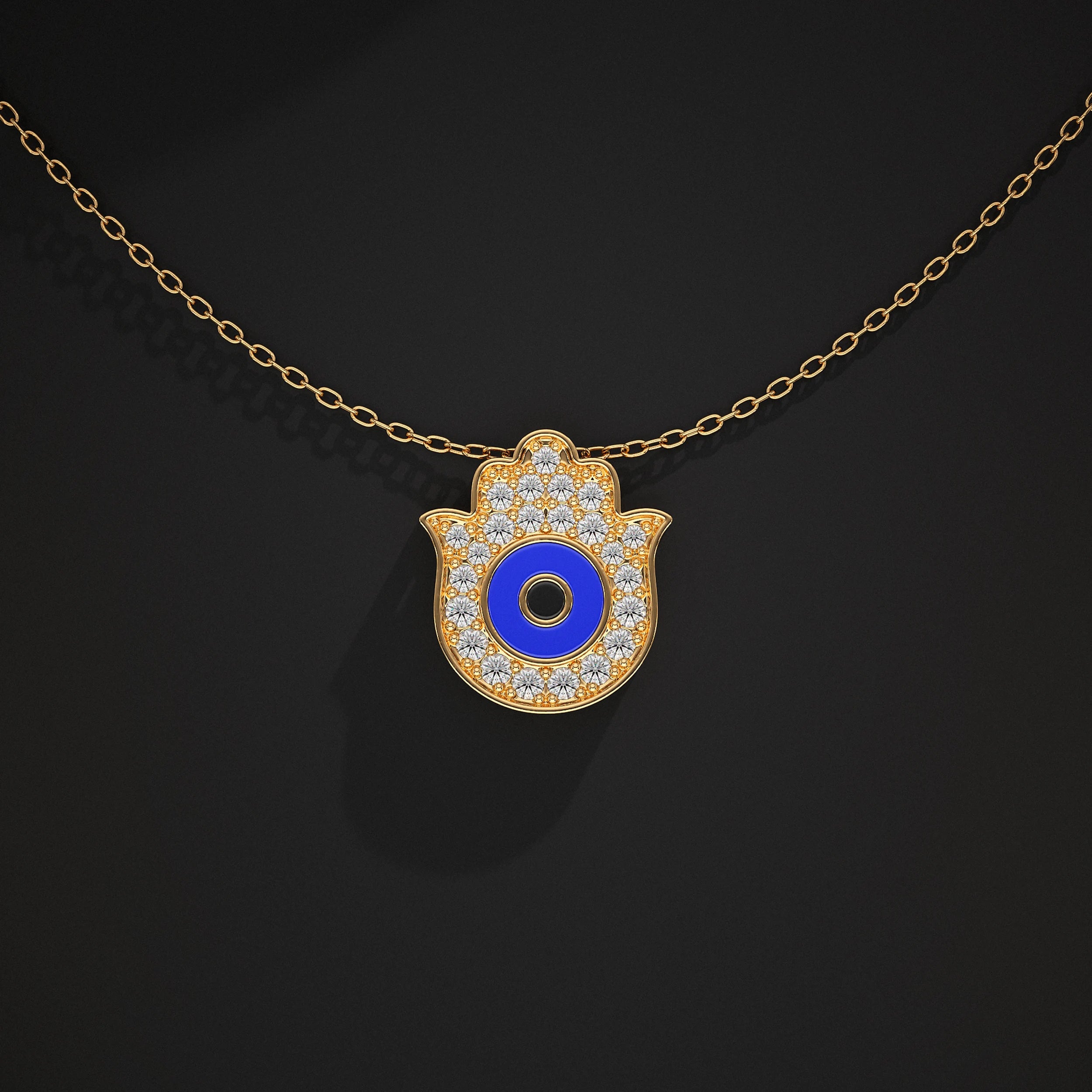 Hamsa Hand Lab Diamond Pendant