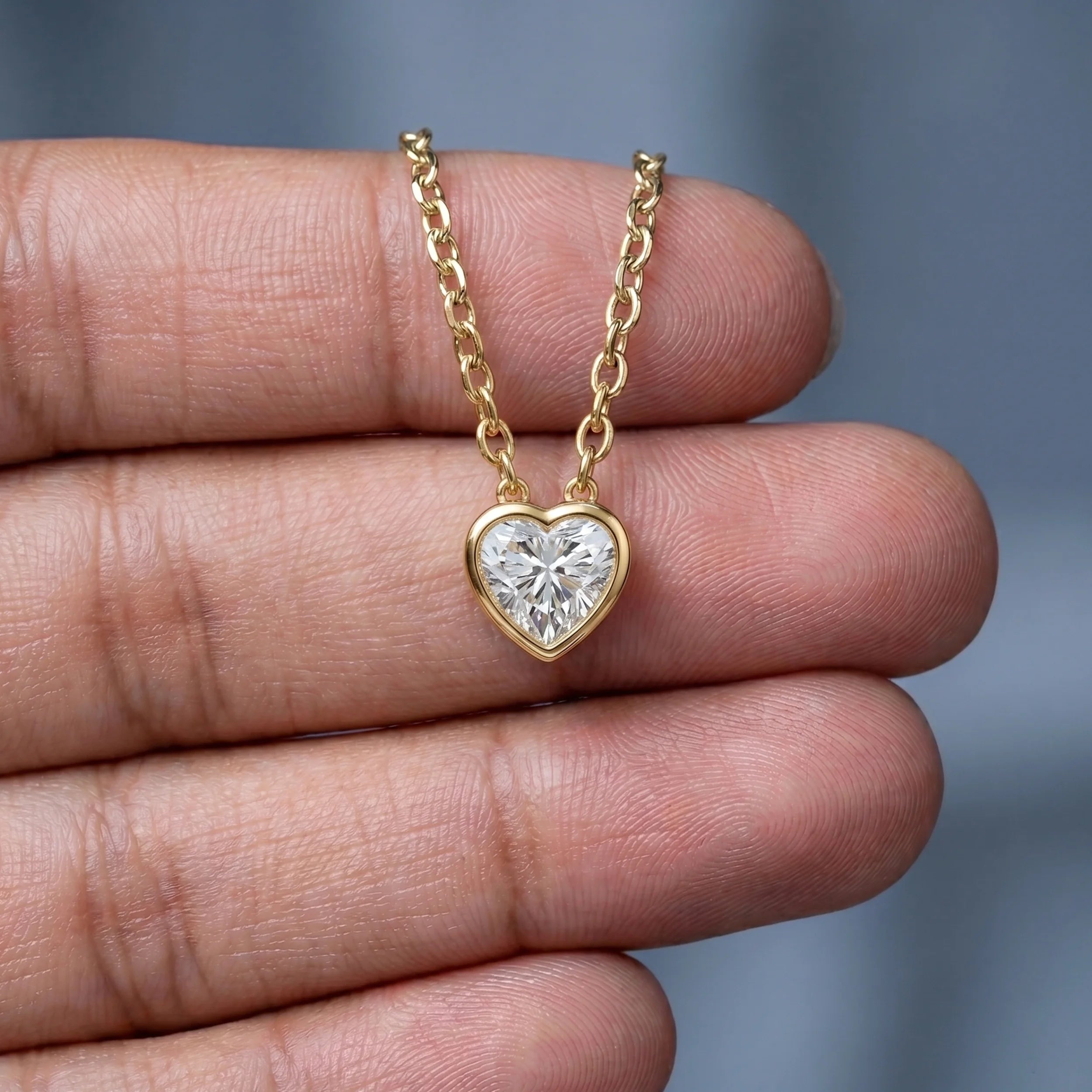 Heart Lab Diamond Bezel Set Pendant Pendant
