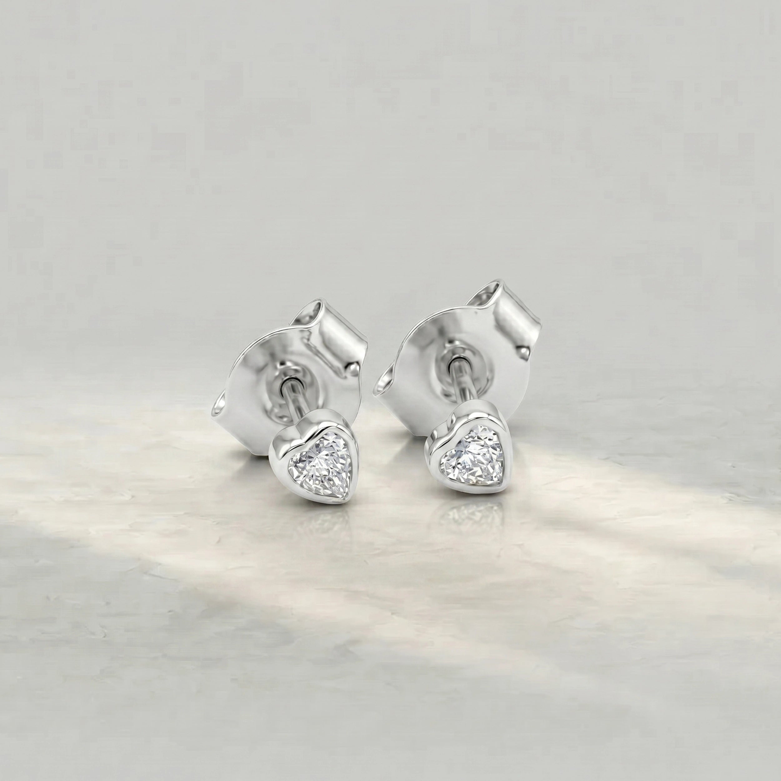 Heart Lab Diamond Bezel Set Stud Earrings