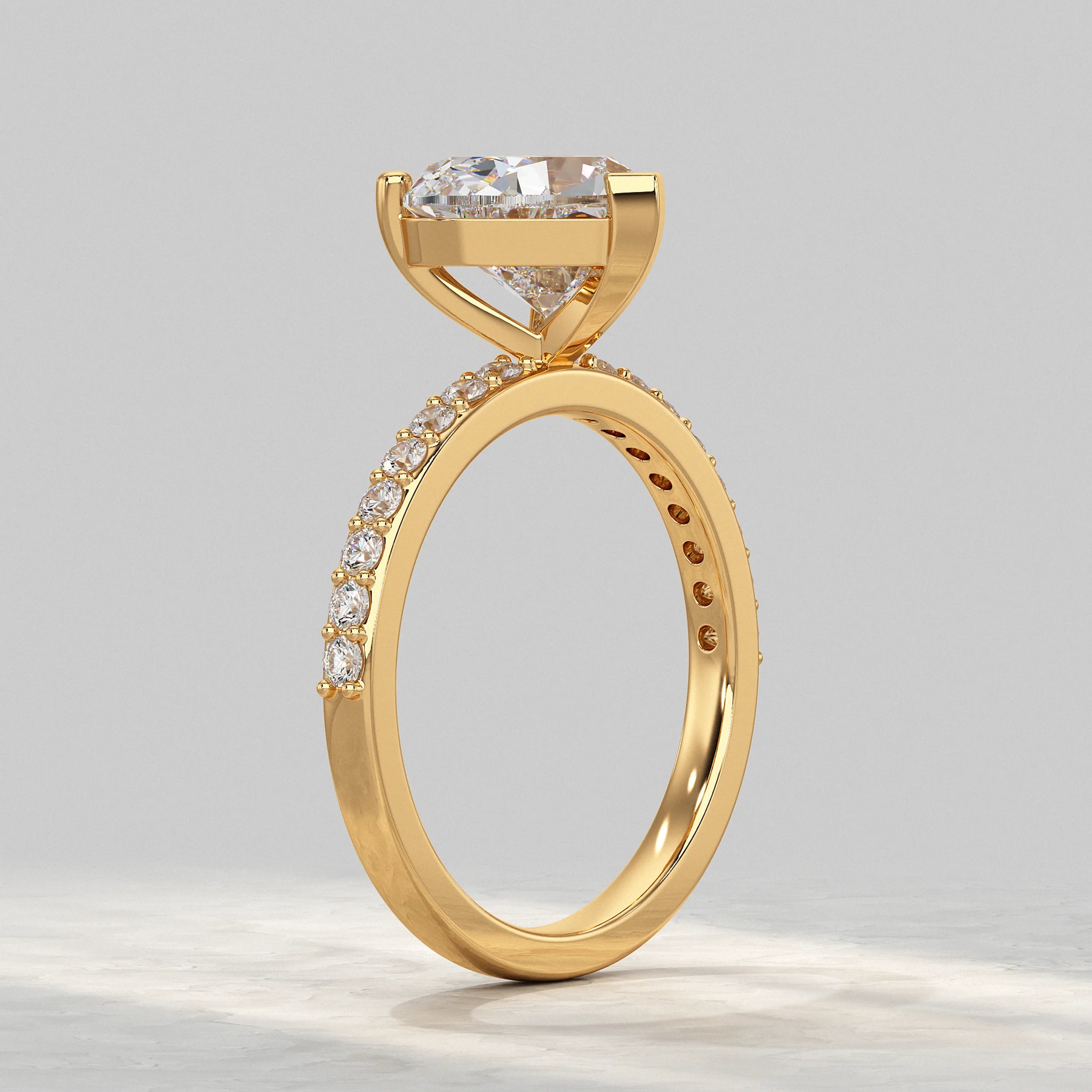 Heart Diamond Solitaire Accent Engagement Ring