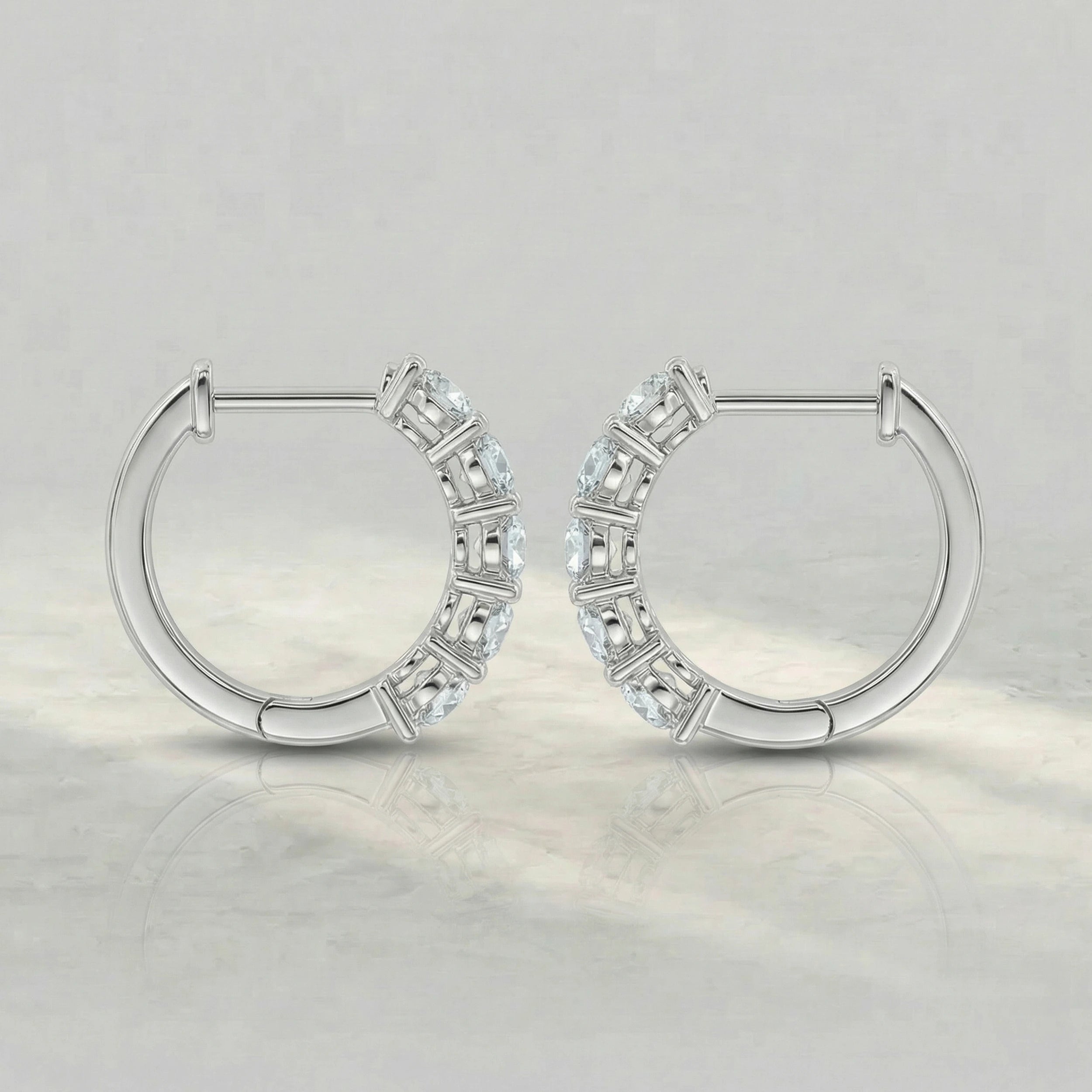 Lab Grown Round Diamond Hoop Earrings Earrings