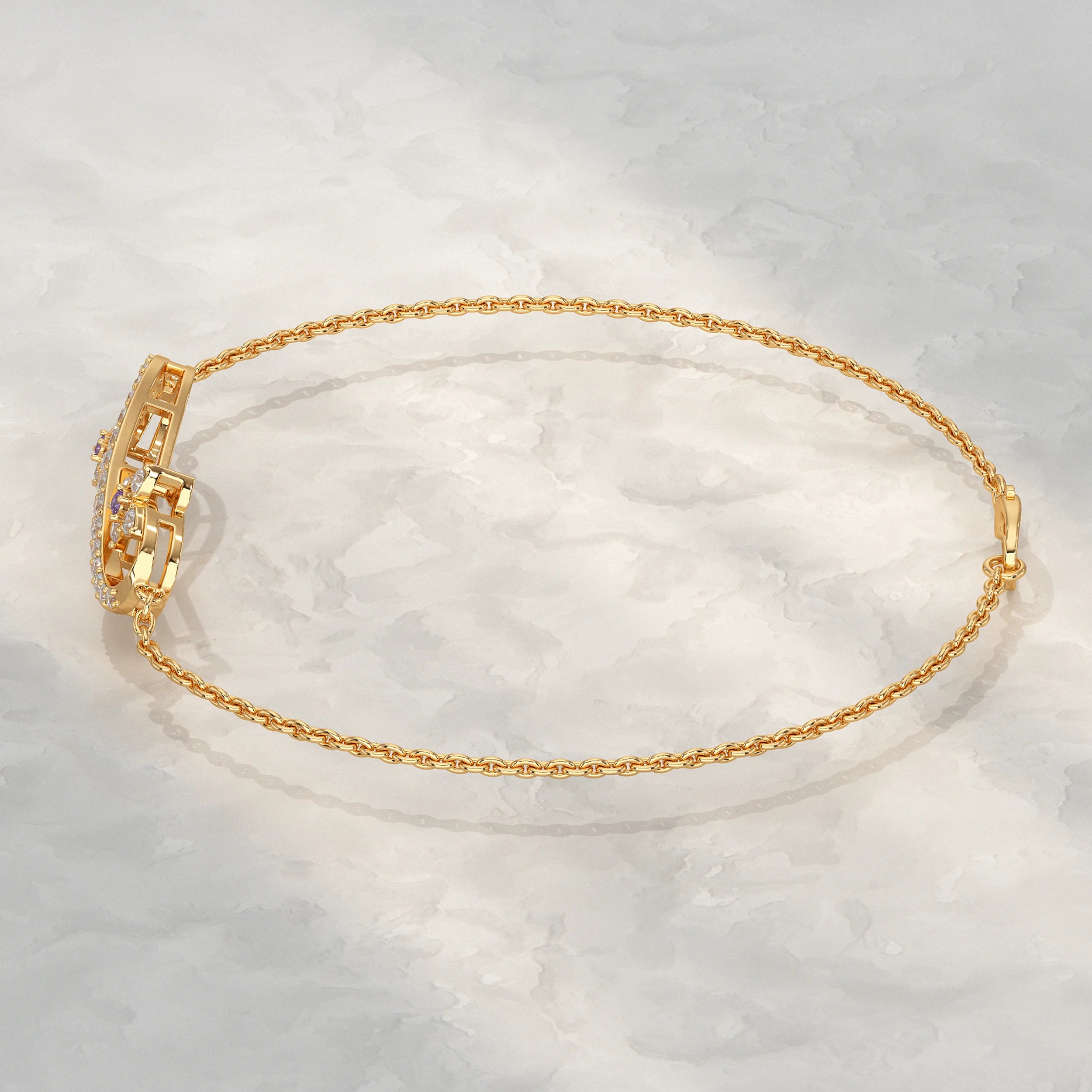 Round Lab Diamond Infinity Charm Chain Bracelet