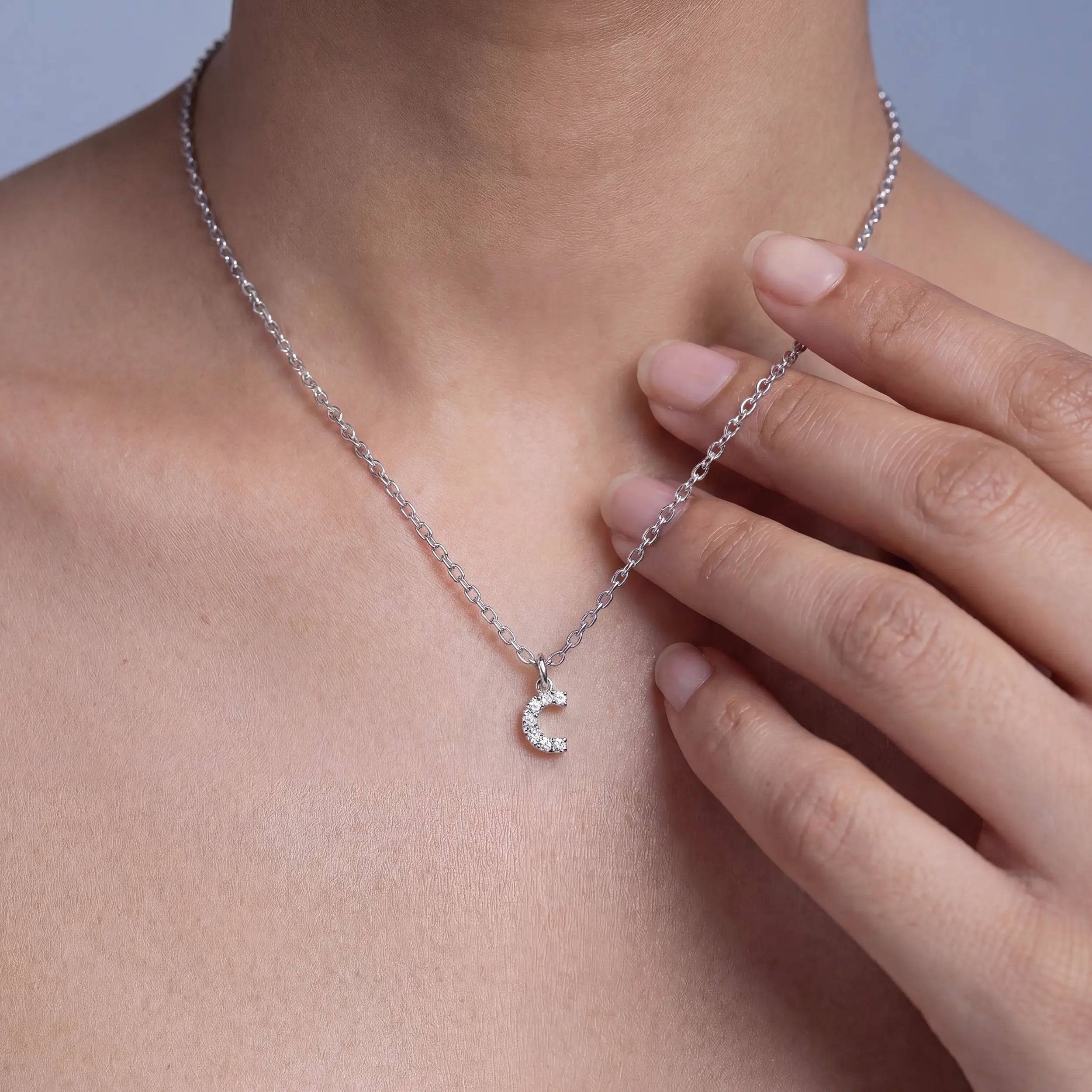 C Letter Lab Diamond Pendant