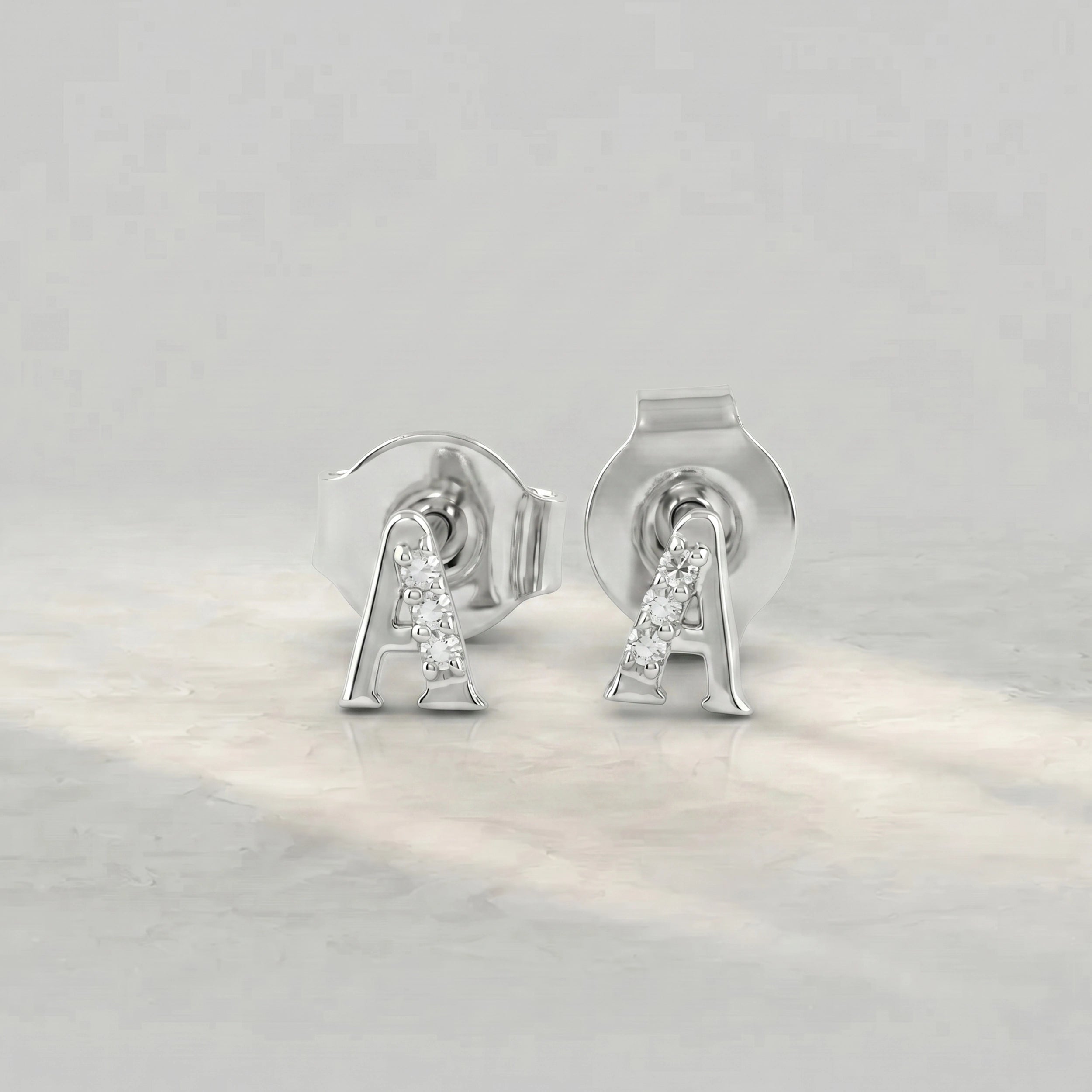 Initial Letter Lab Diamond stud earrings