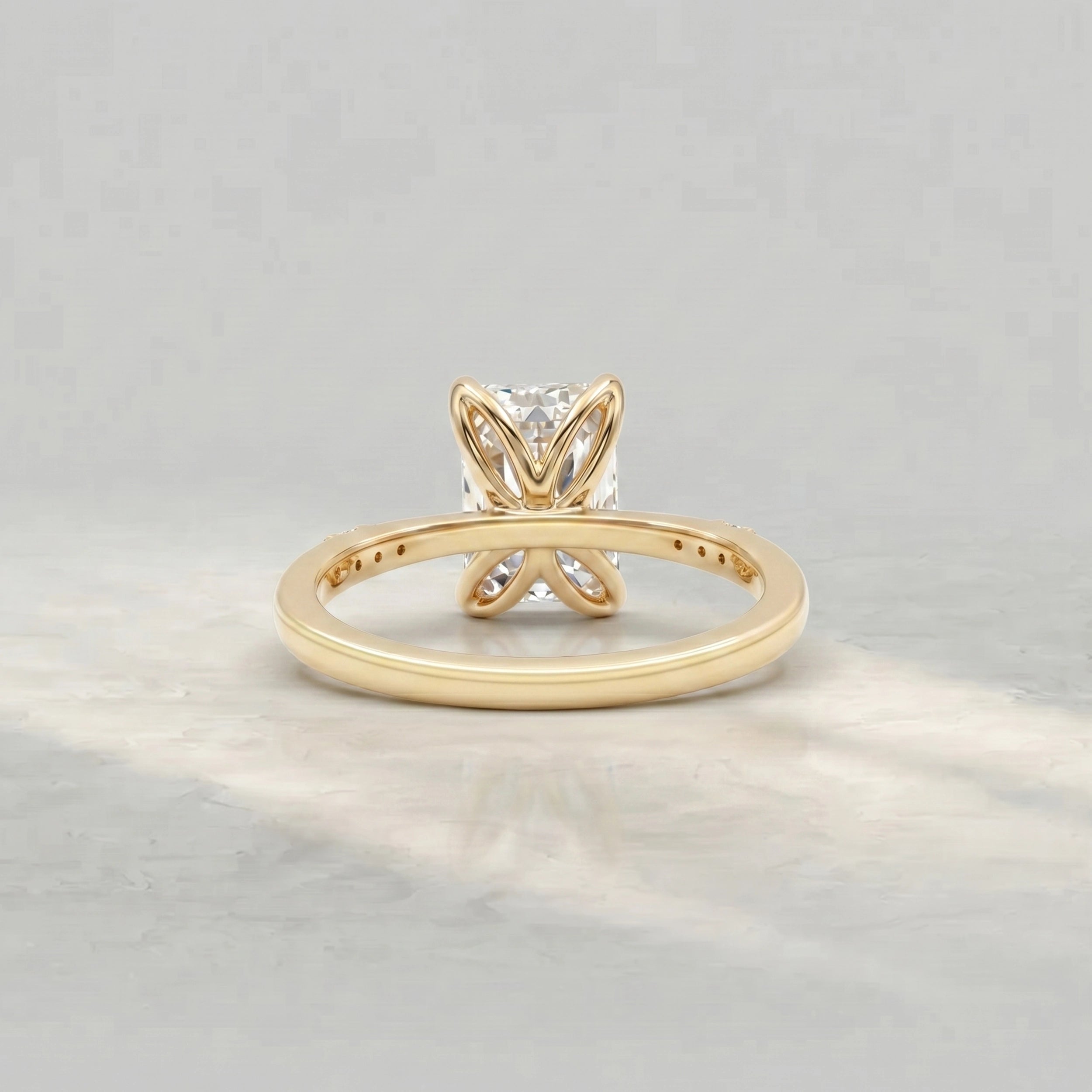 Emerald Lab Diamond Accent Engagement Ring