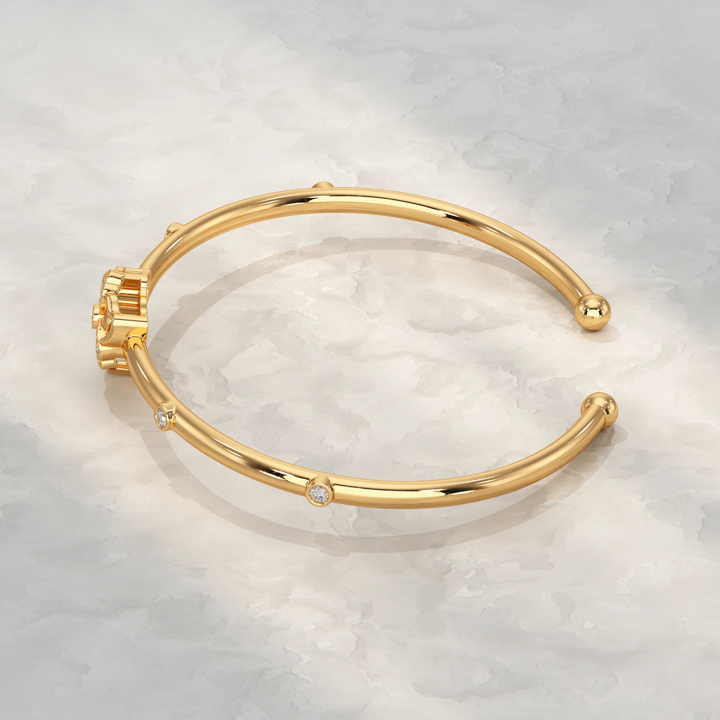 Flower Lab Diamond Open Bangle