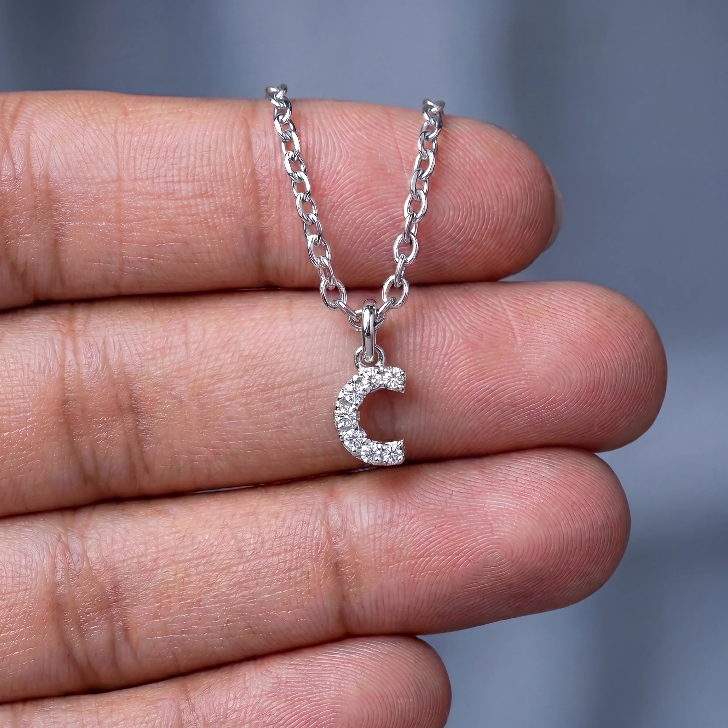 C Letter Lab Diamond Pendant
