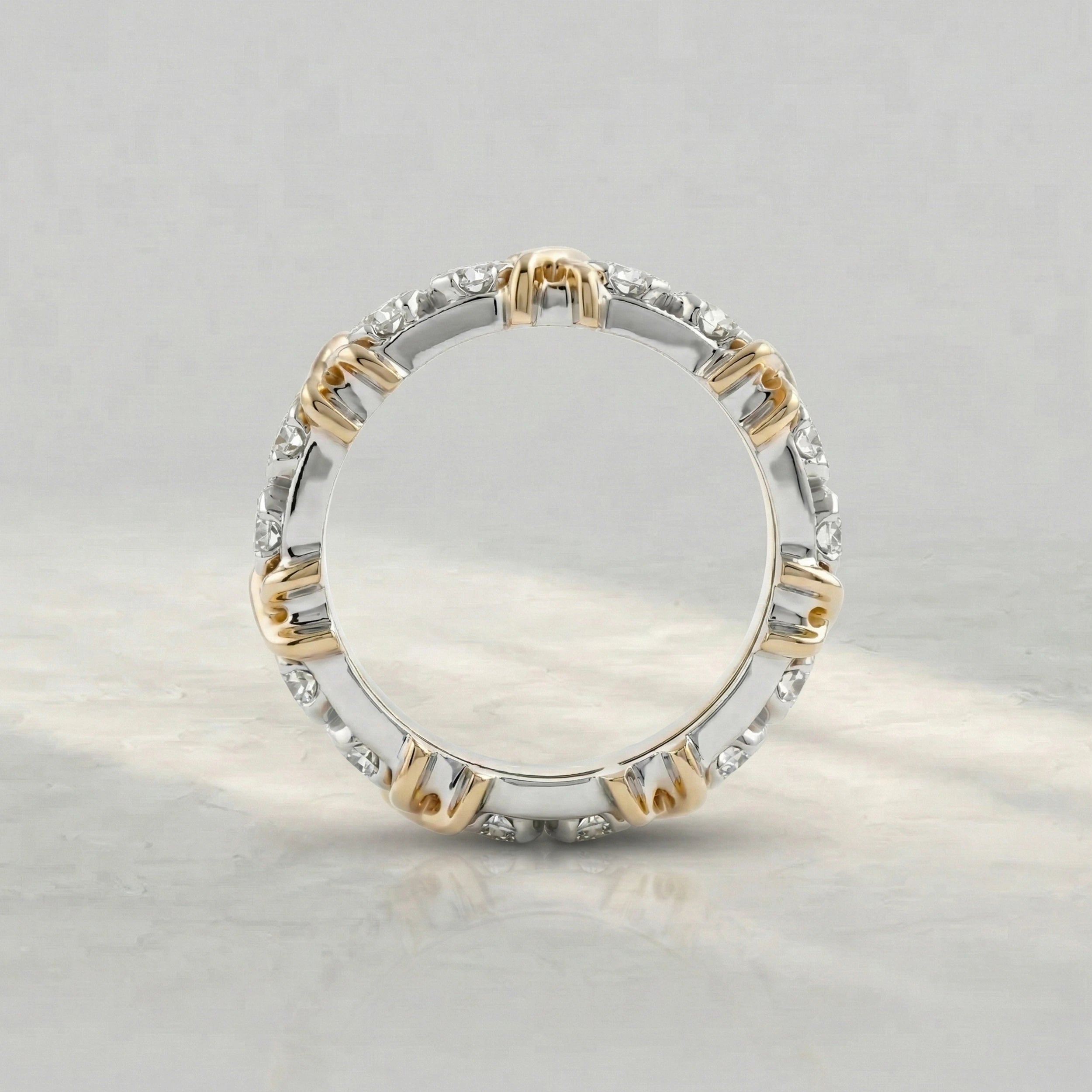 Round Cut Lab Diamond Cross Wedding Band Rings
