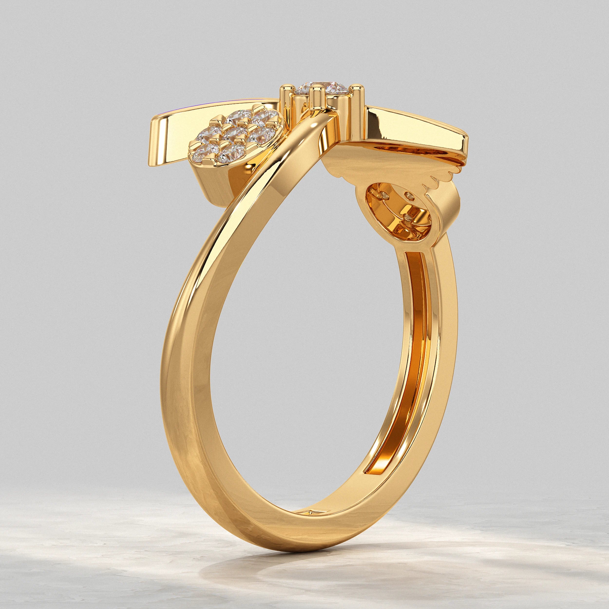 Enamel Flower Shape Lab Diamond Ring